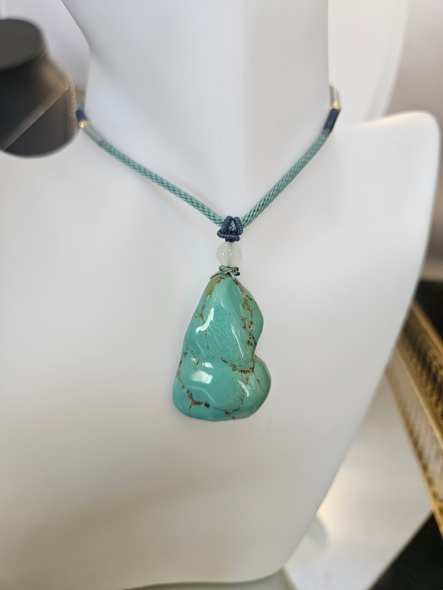 Natural Blue and Orange Irregular Shape Turquoise Necklace