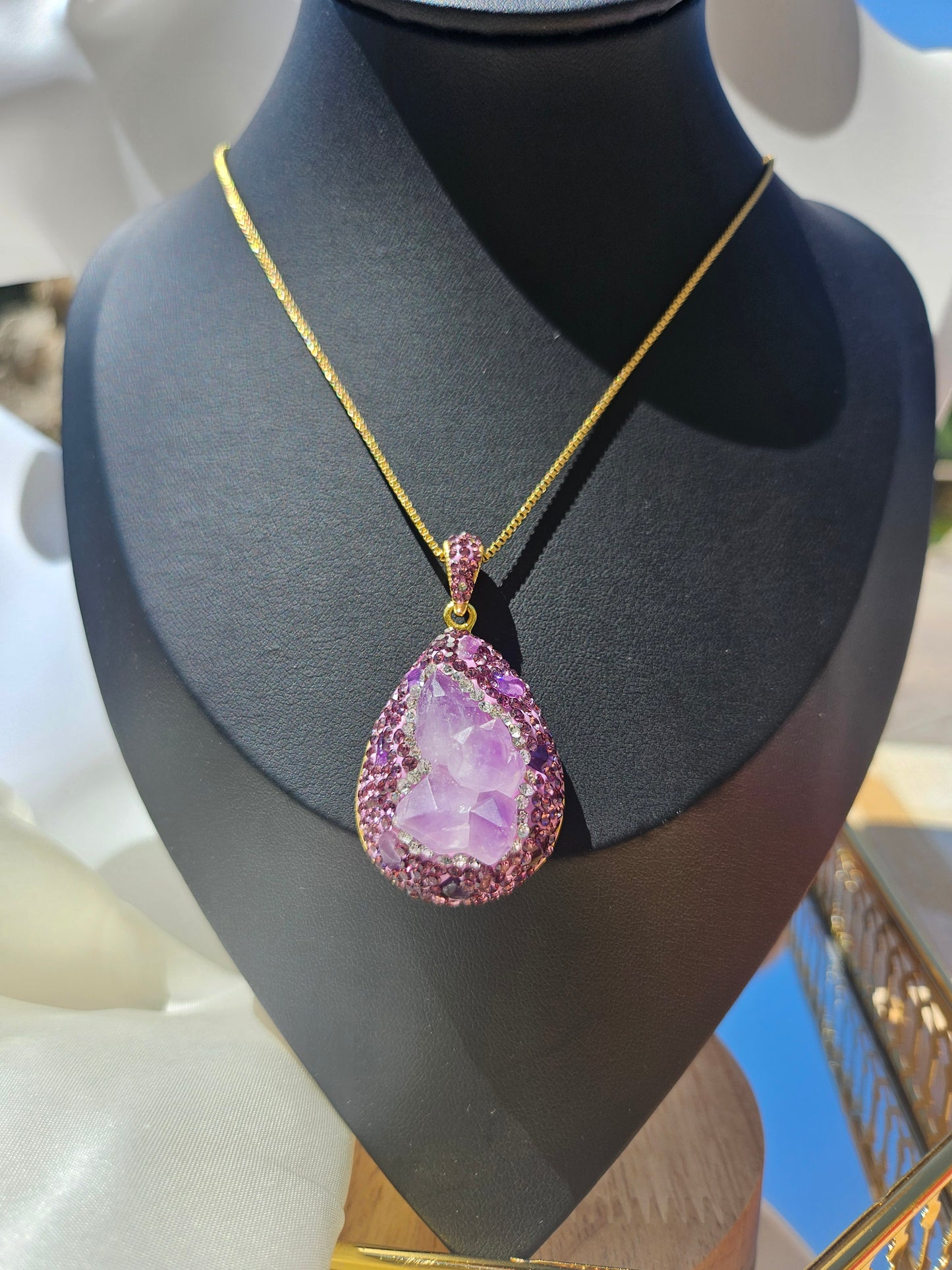 Natural Amethyst Water Drop Shape Necklace