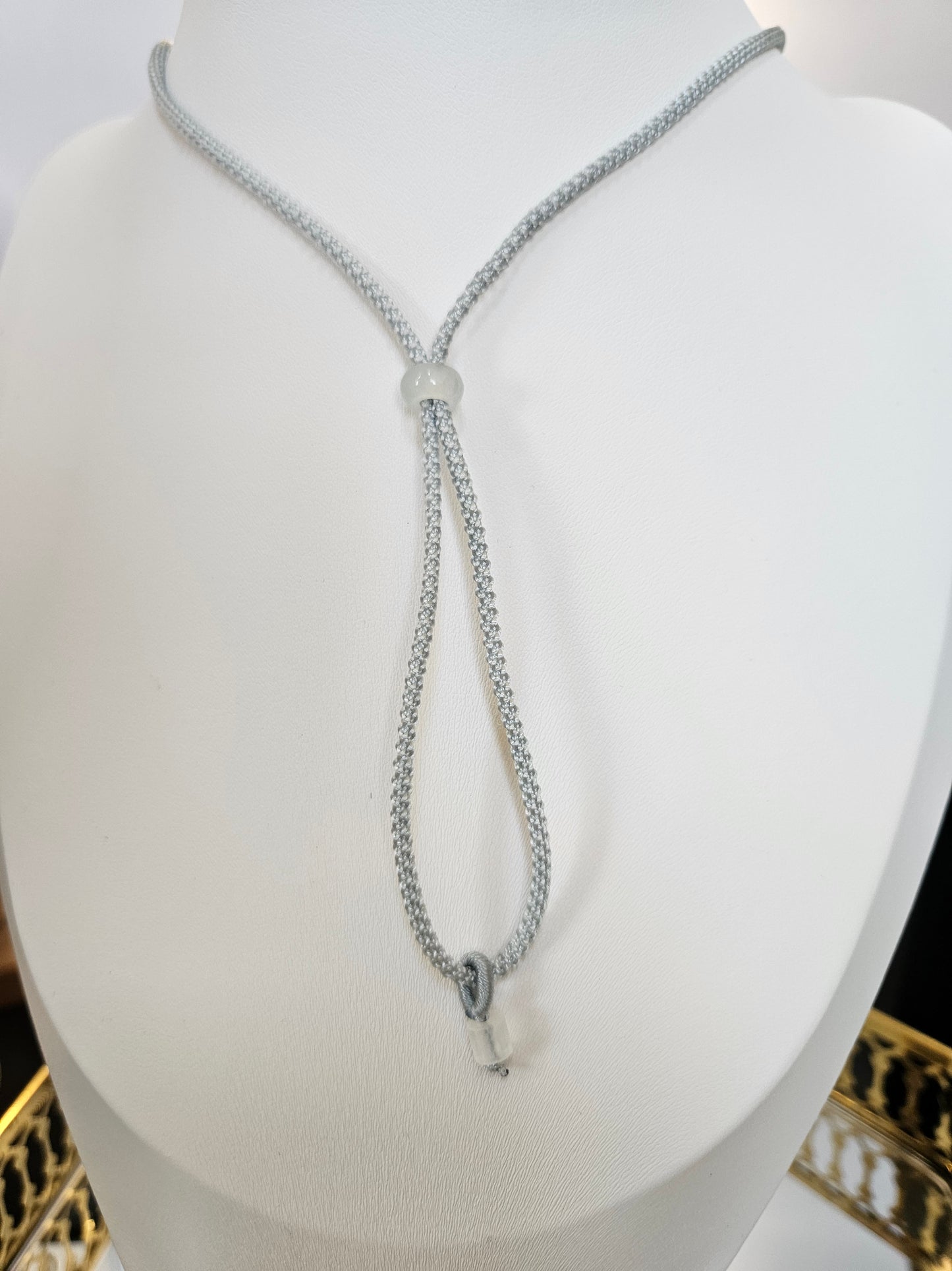 Natural Turquoise Button-shaped Vintage Pendant Hand-woven Rope Adjustable Necklace