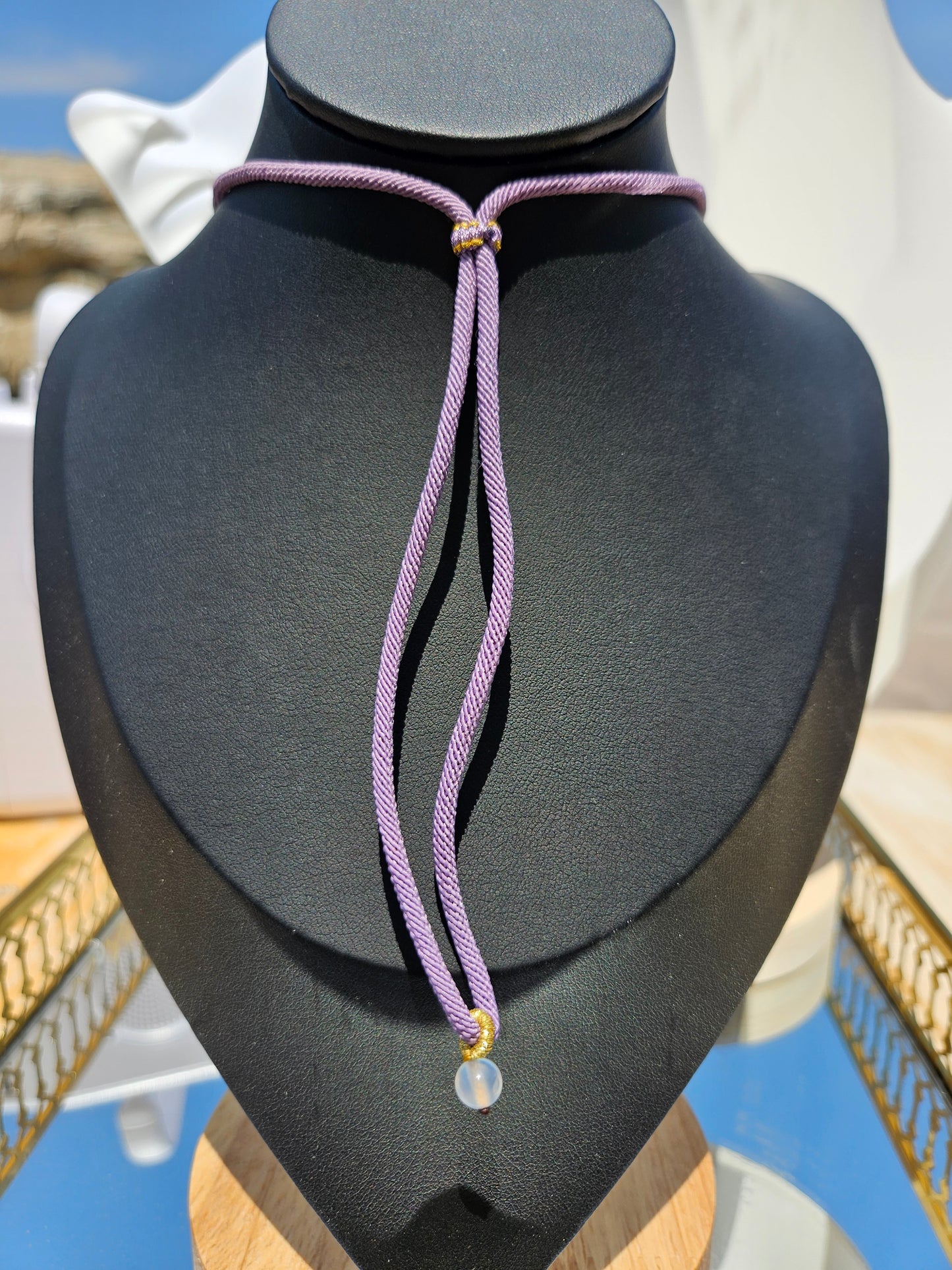 Natural Malachite Natural Texture Teardrop Pendant Handmade Braided Necklace Adjustable