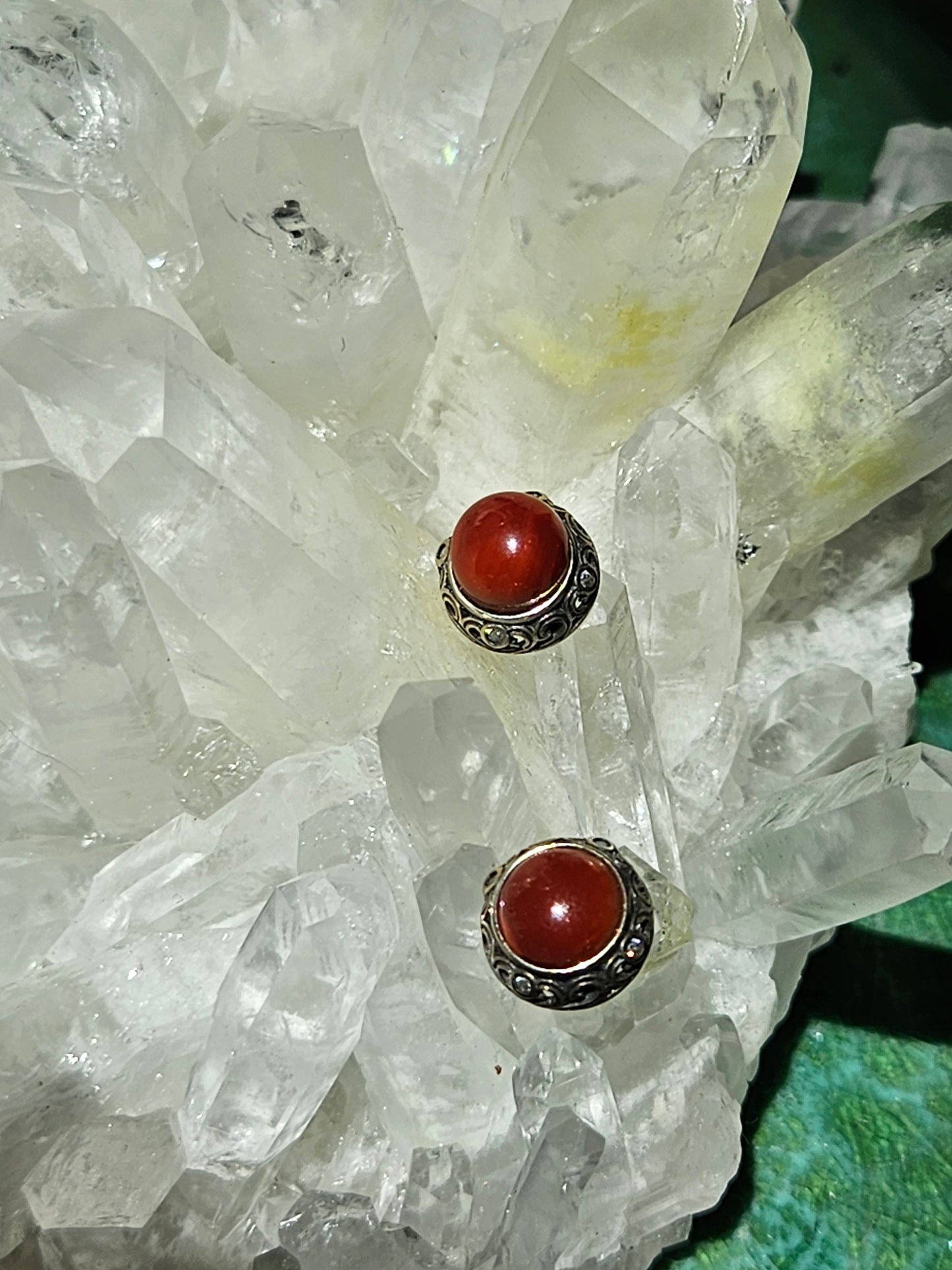 Natural Red Agate Round Earring