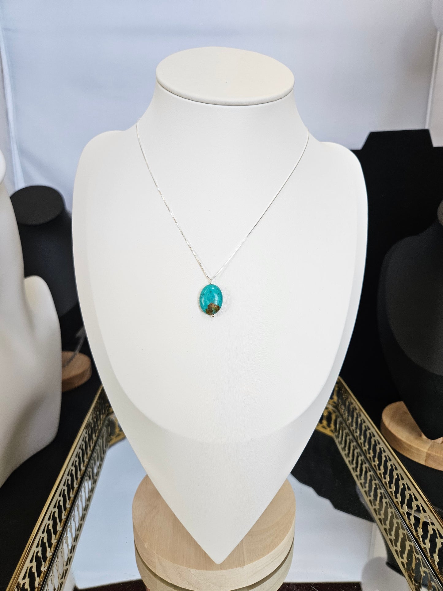 Natural Blue and Brown Turquoise Bead Necklace