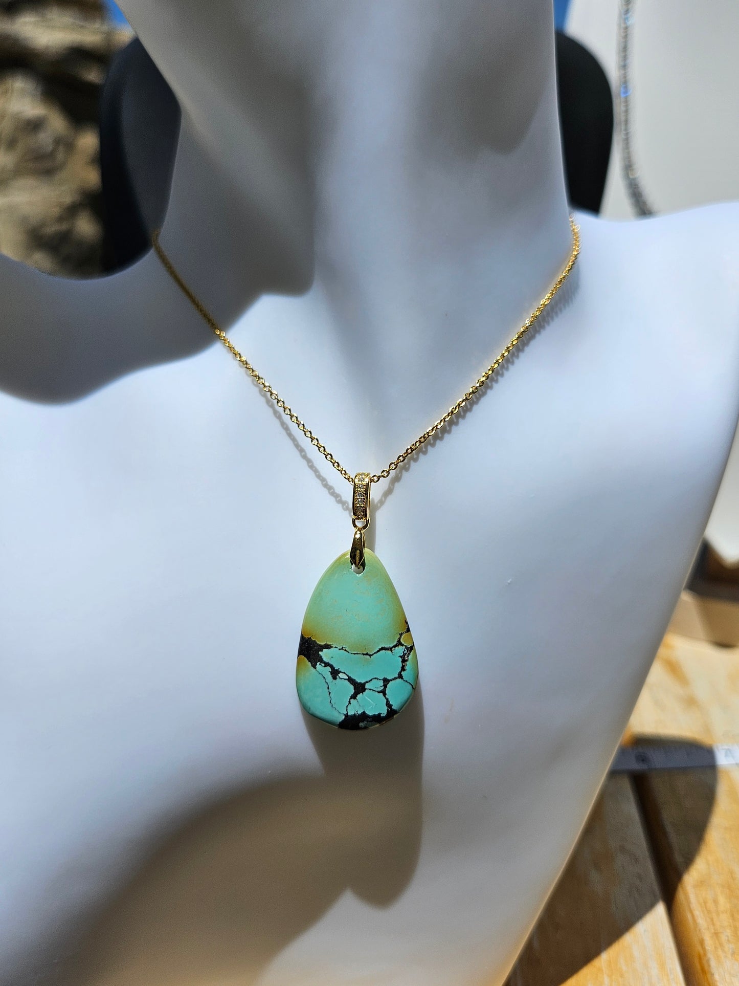 Natural Green and Black Turquoise Necklace