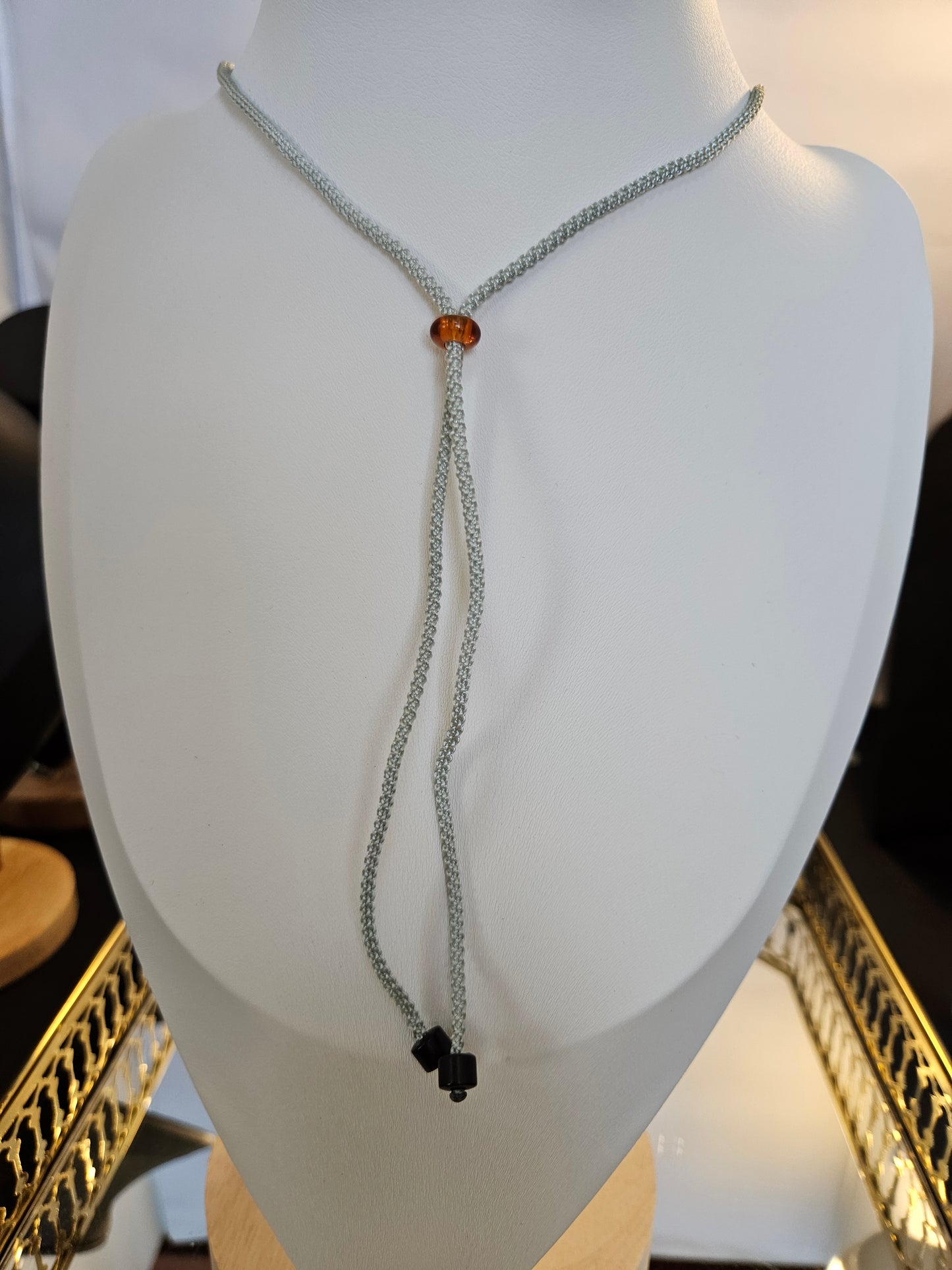 Natural Turquoise Unique Green Pendant Hand-woven Rope Adjustable Necklace