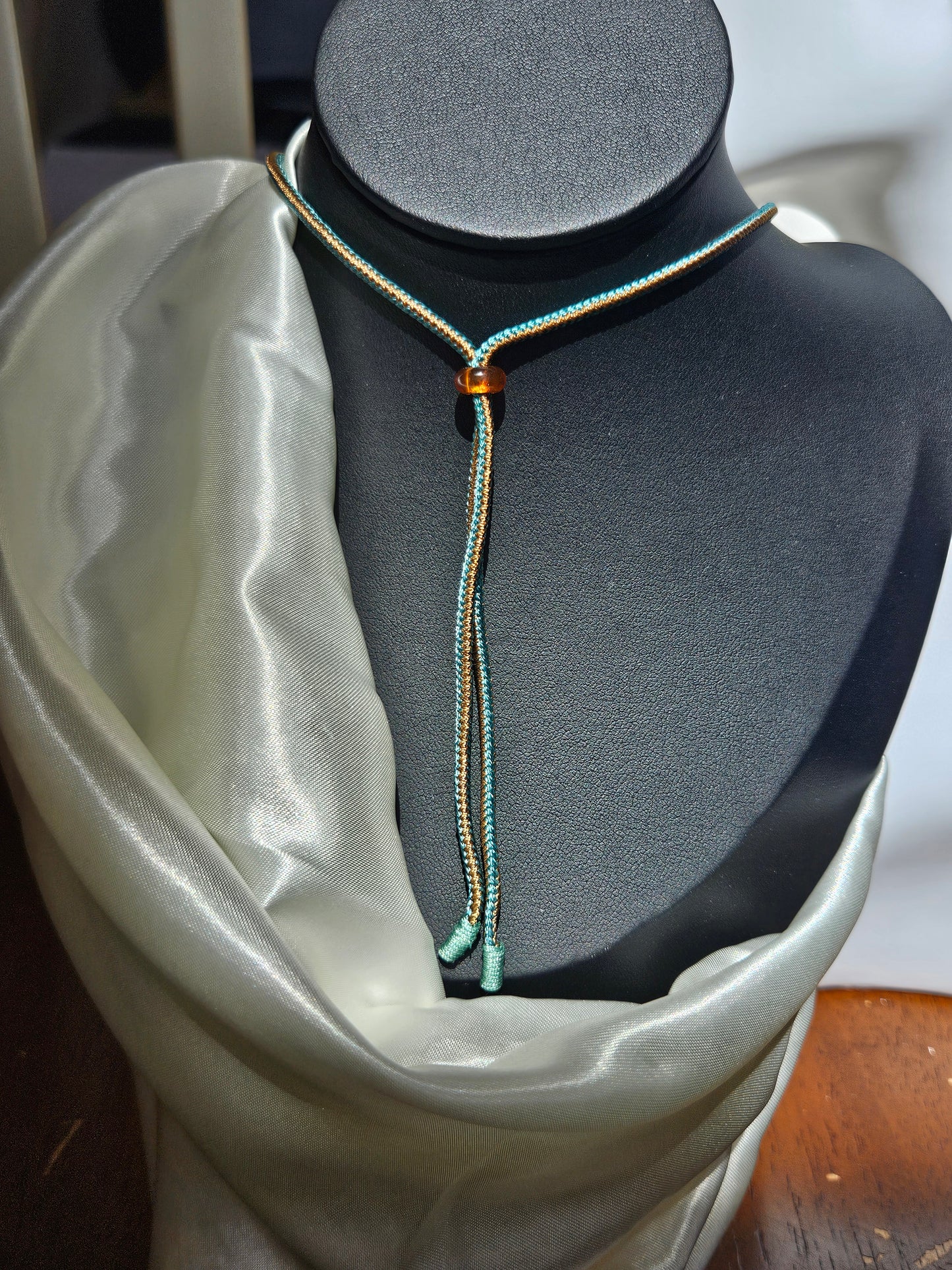 Natural agate double-sided different natural texture unique vintage pendant necklace