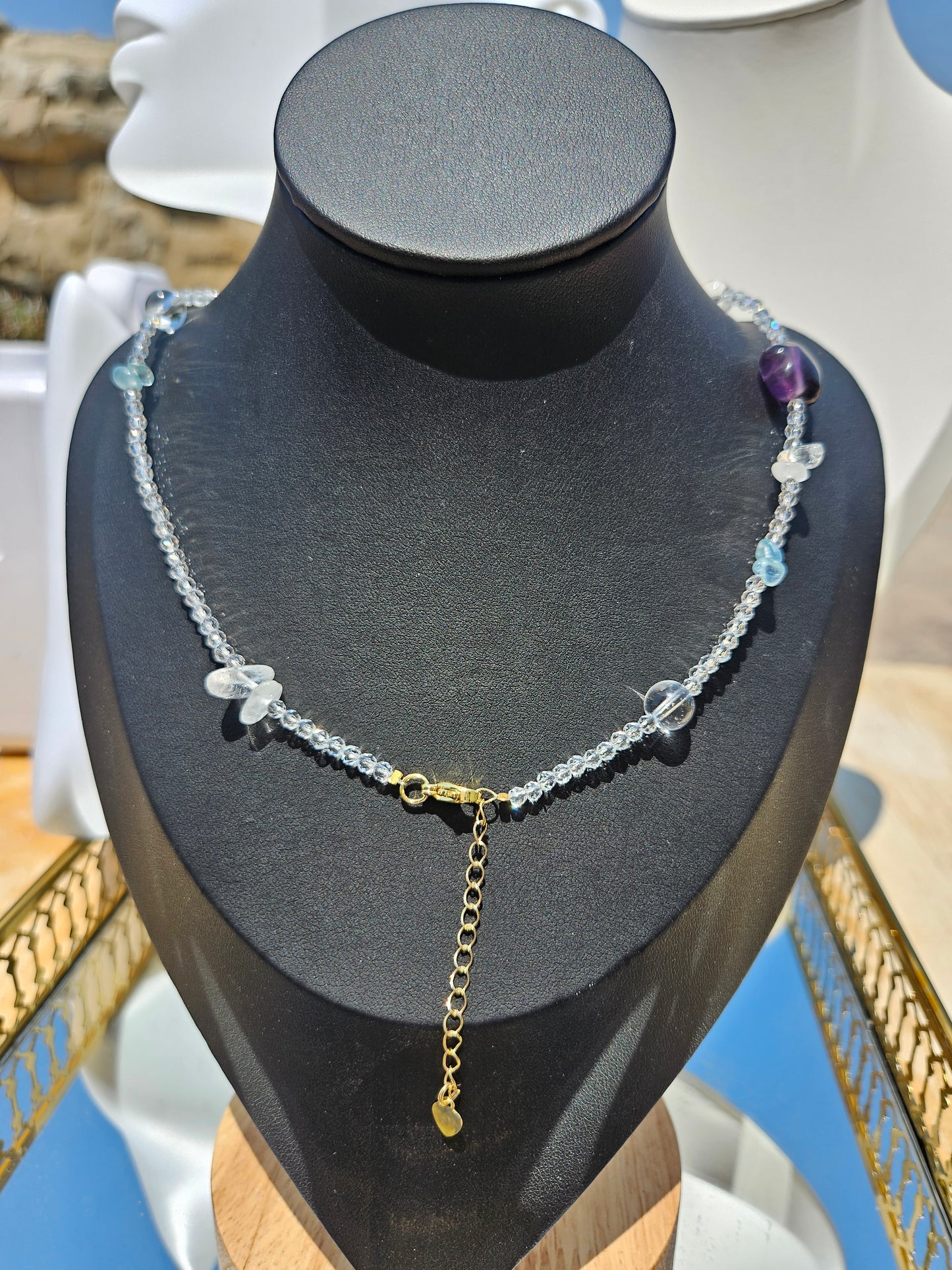 Natural Fluorite Multicolor Flower Necklace