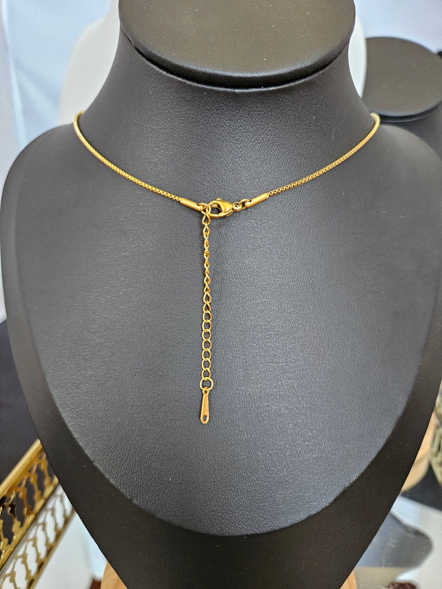 Vintage Teardrop Agate Pendant Gold-plated Adjustable Necklace