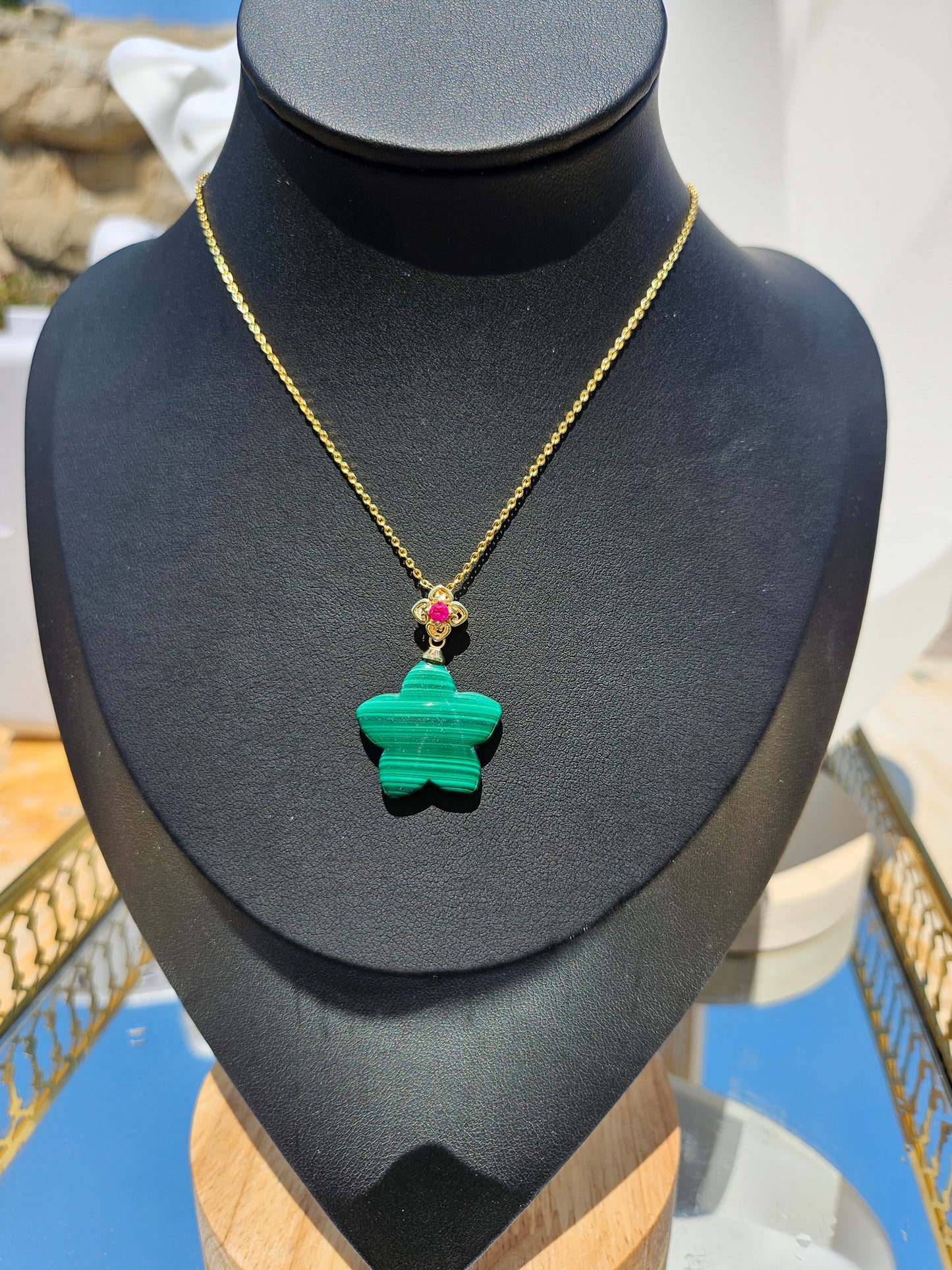 Natural Malachite Natural Texture Star Pendant Necklace