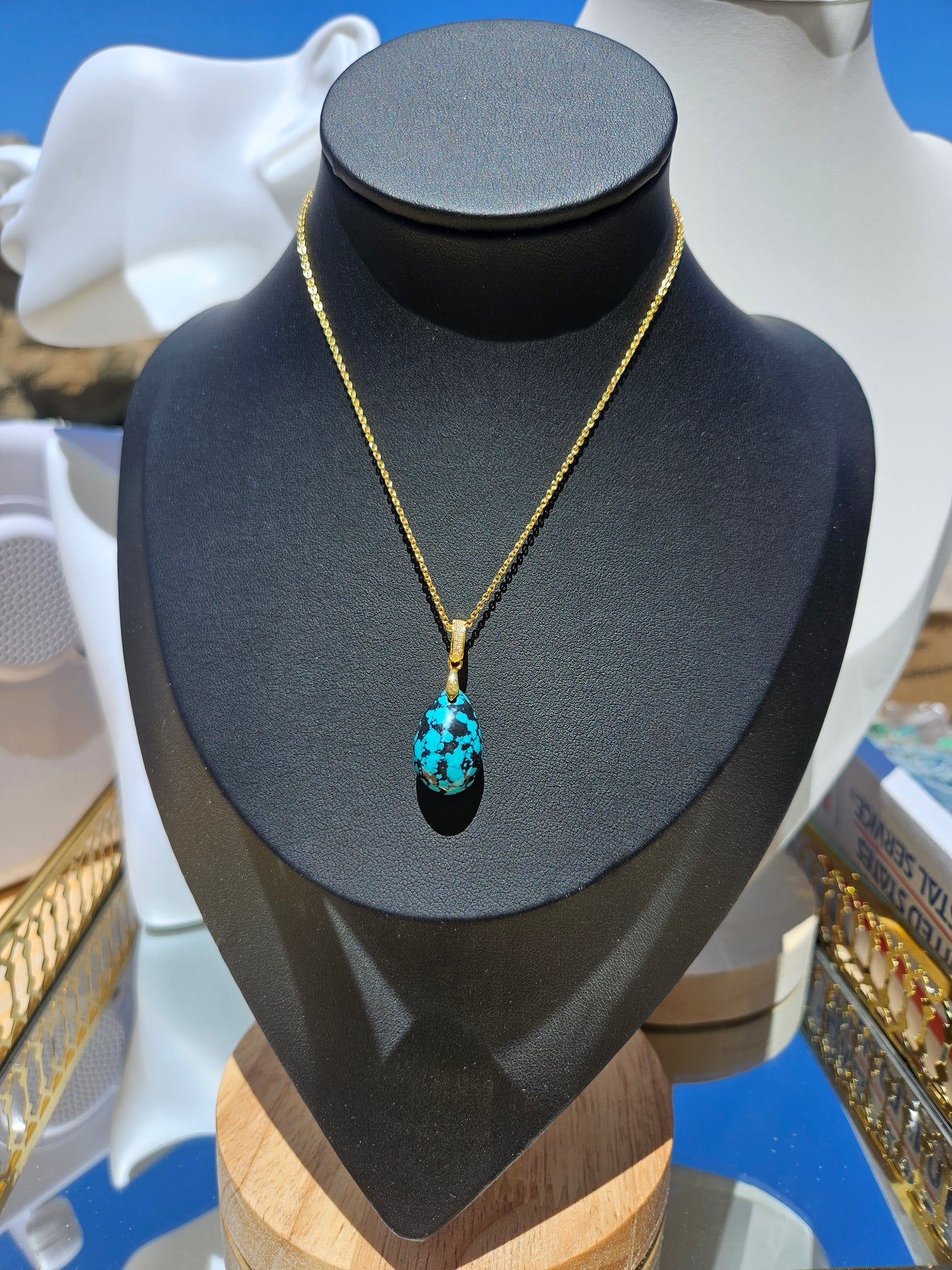 Natural Water Drop Turquoise Necklace