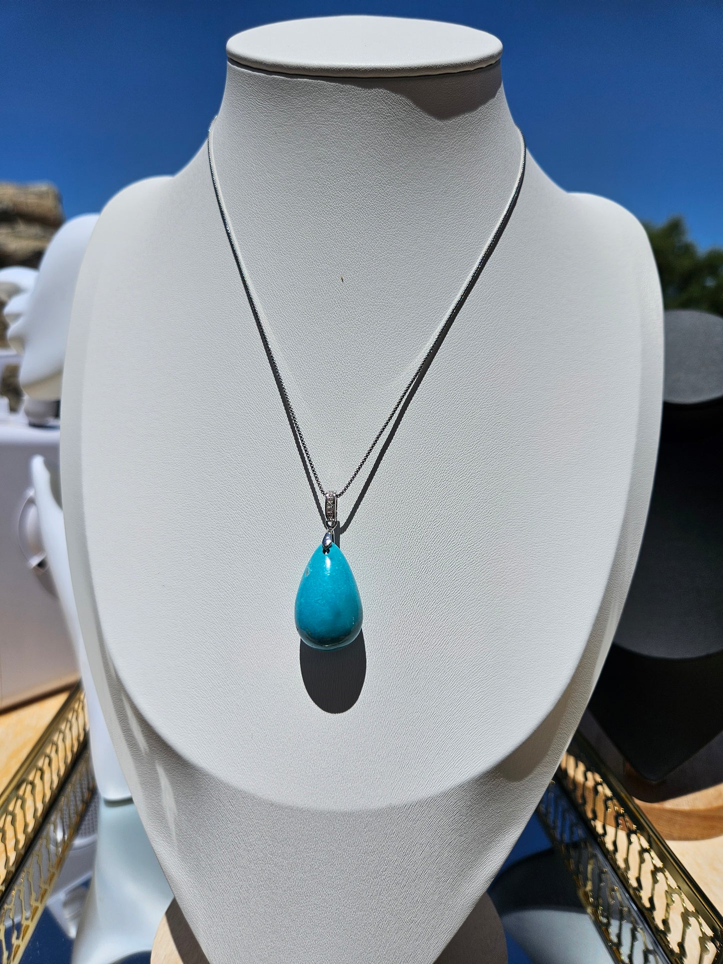 Natural Blue Water Drop Necklace