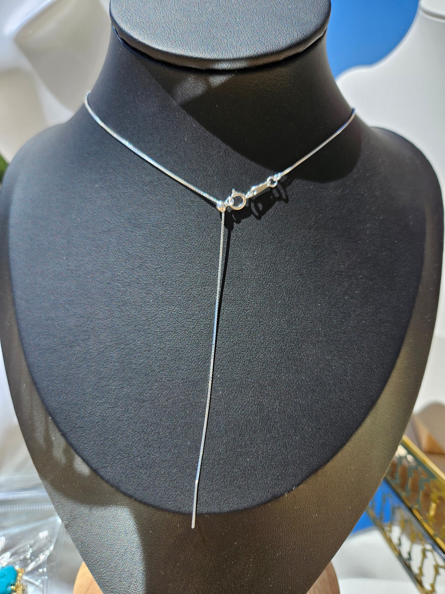 Pure Natural Turquoise Oval Bean Bead 925 Sterling Silver Necklace