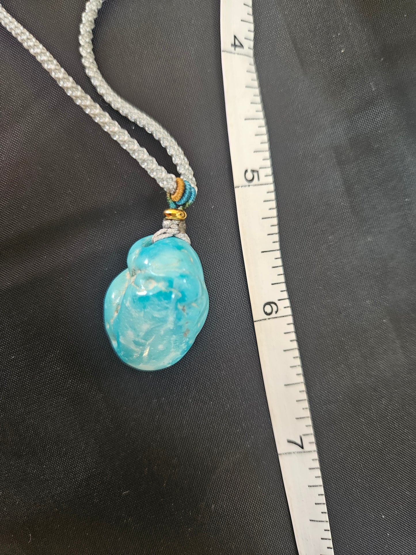 Natural Turquoise Natural Shape Pendant Necklace Handmade Braided Rope Adjustable