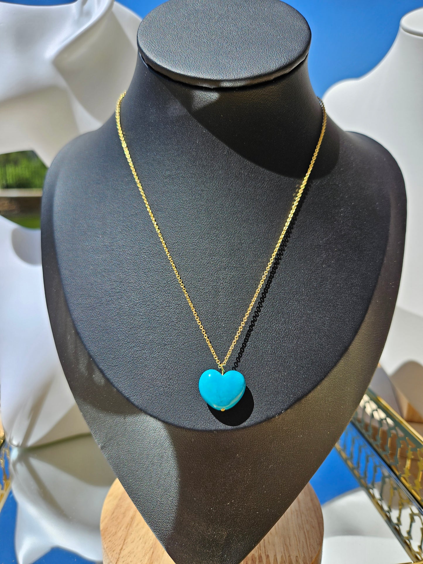 Natural Blue Heart Shape Turquoise Necklace
