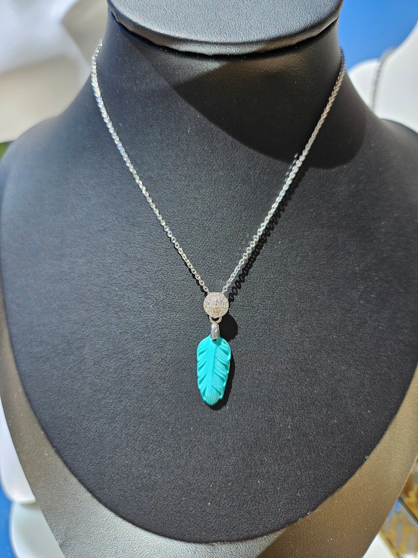 Natural Turquoise Feather Shape Hand-carved