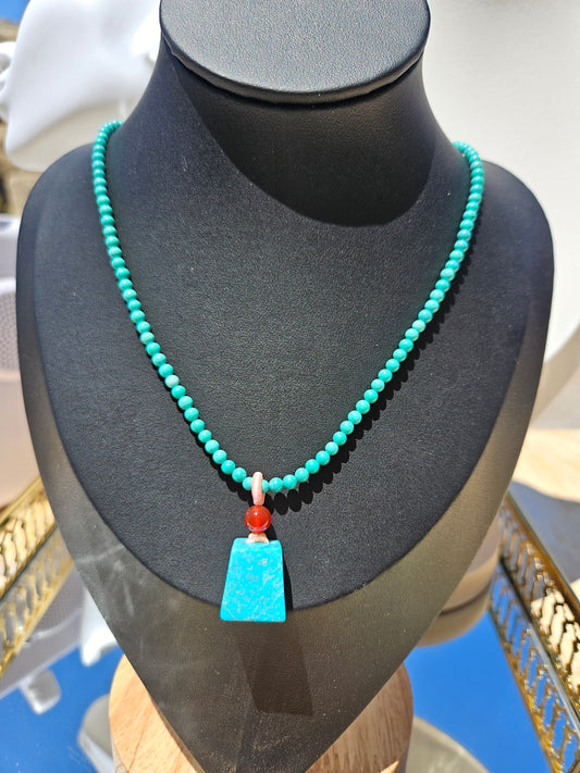 Natural Turquoise Trapezoid Necklace