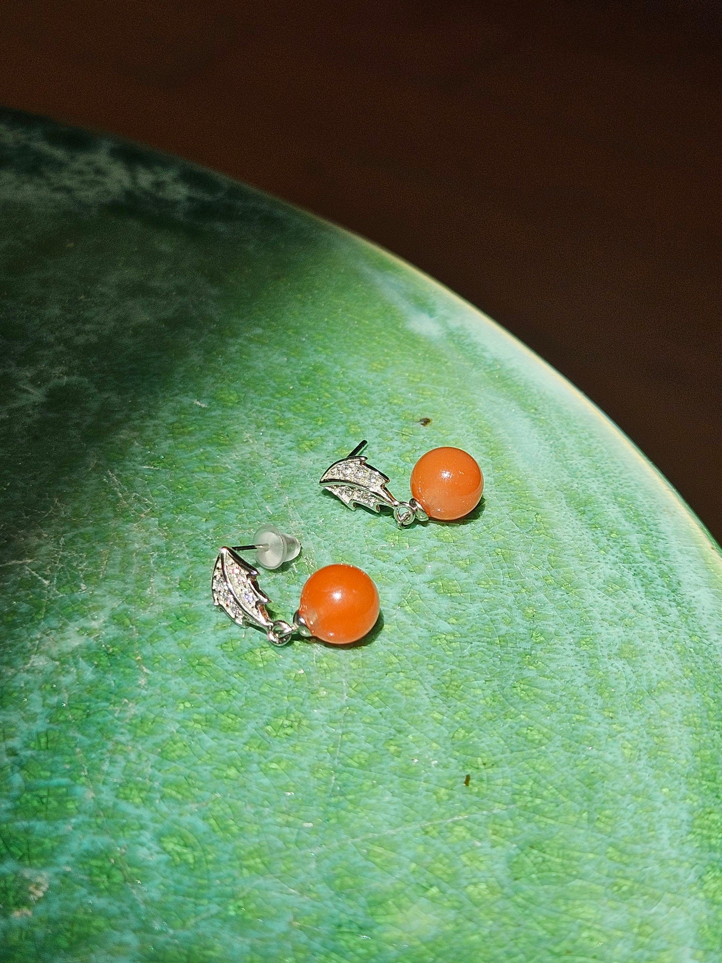 2ct Natural Red Agate Earrings