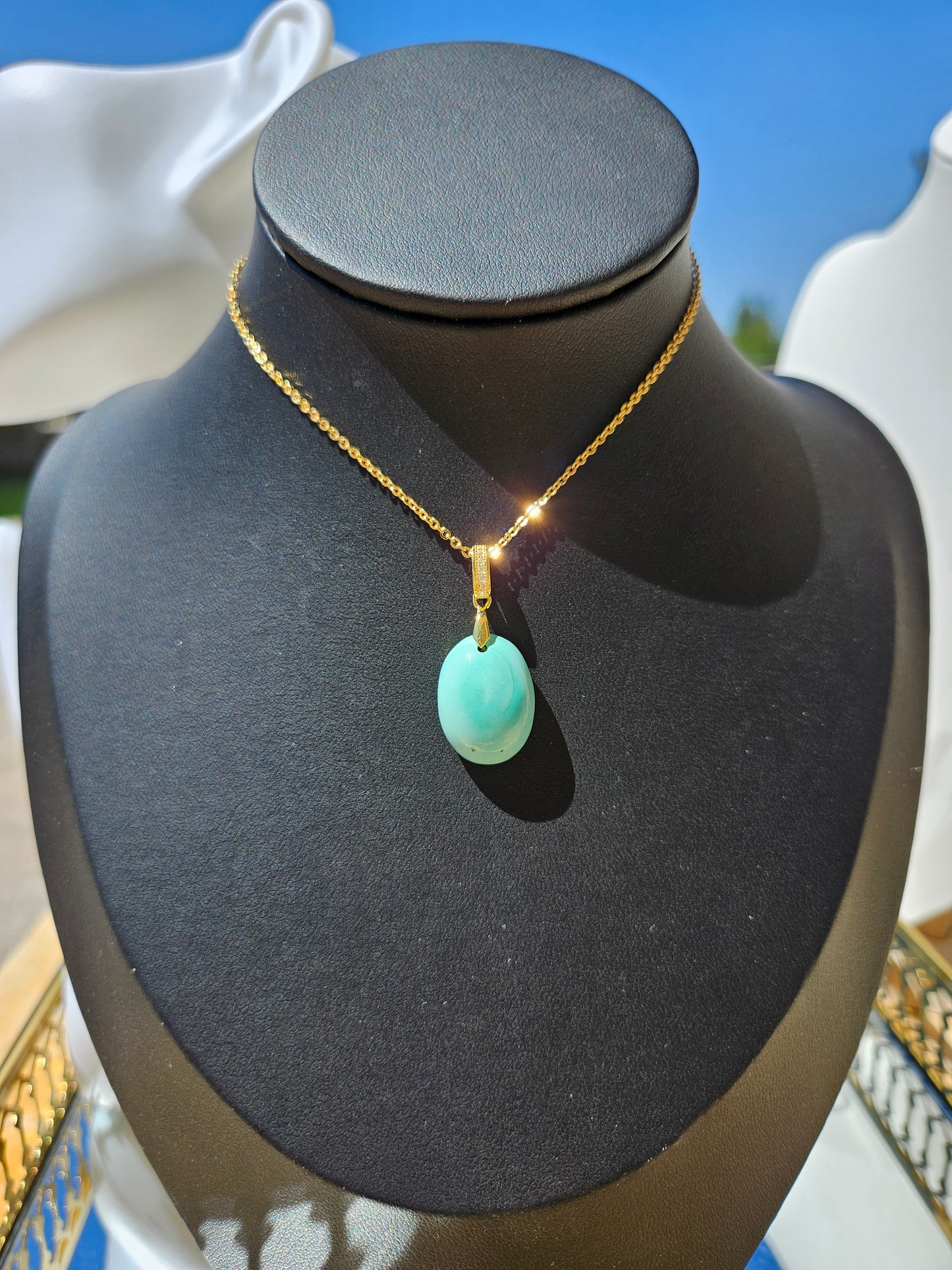 Natural Light Blue Turquoise Bead Necklace