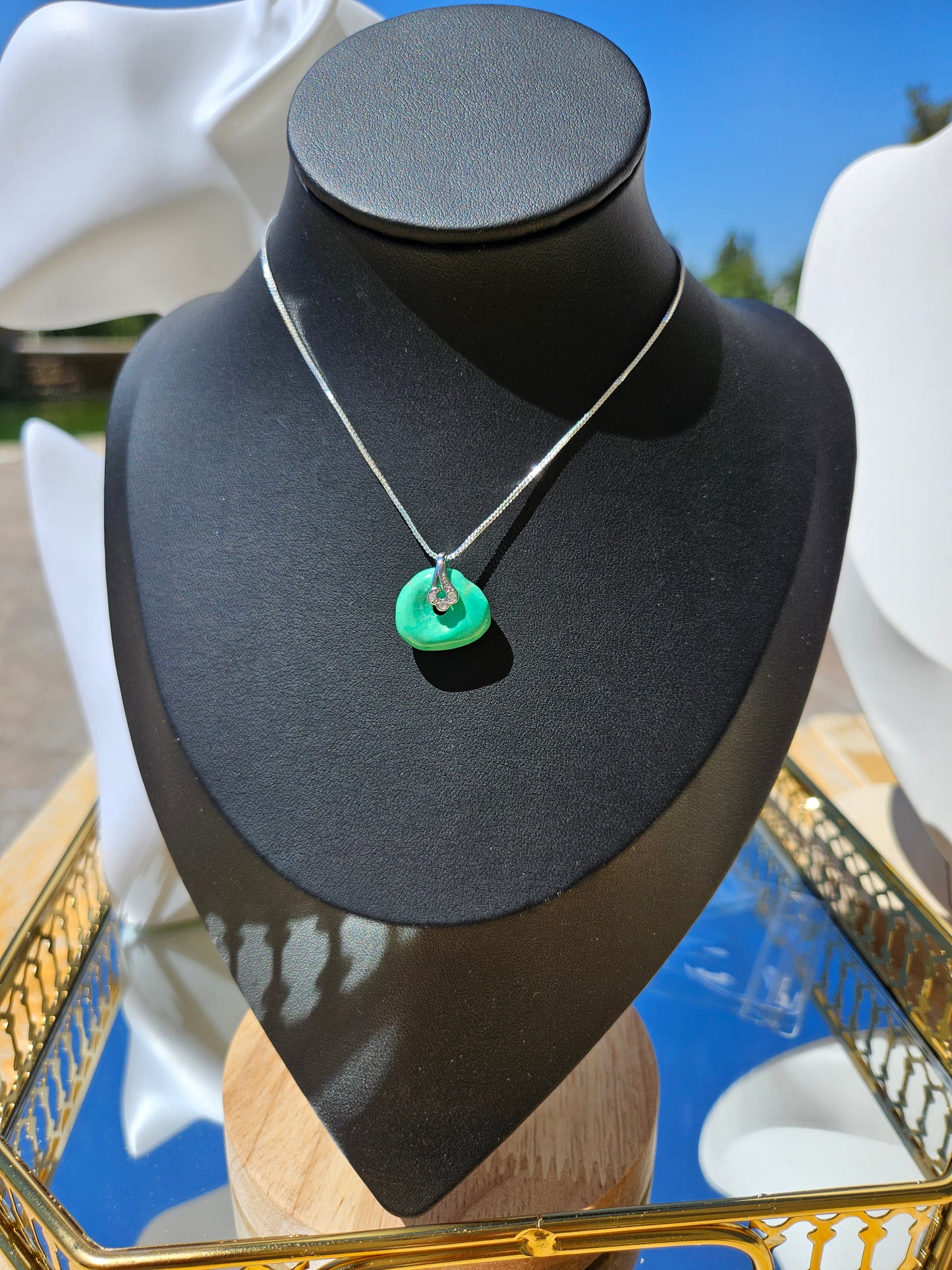 Natural Green Turquoise Irregular Shape Necklace