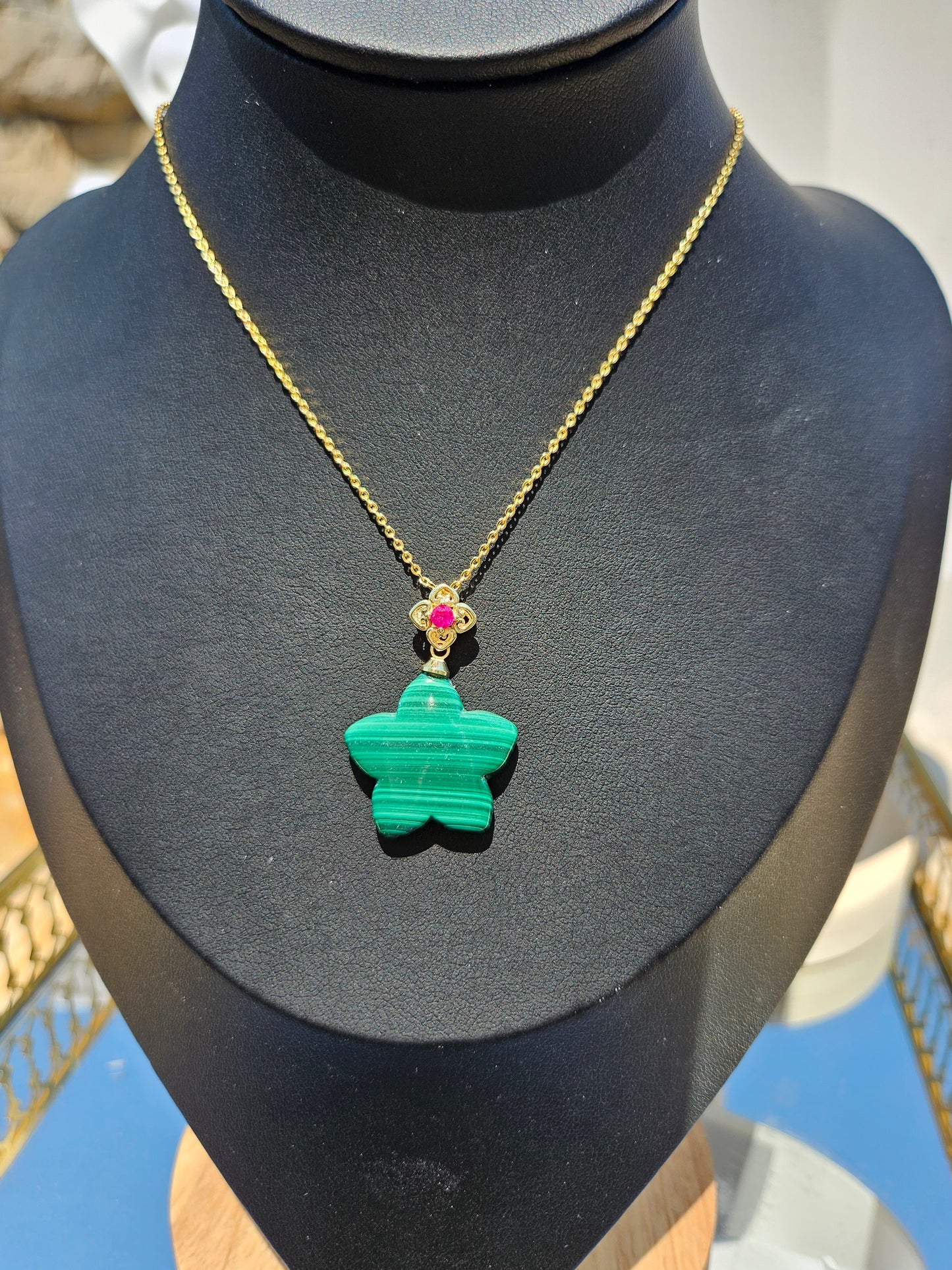 Natural Malachite Natural Texture Star Pendant Necklace