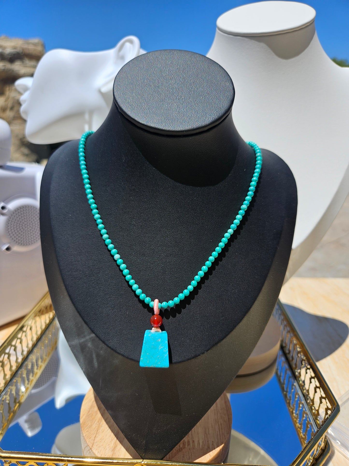 Natural Turquoise Trapezoid Necklace