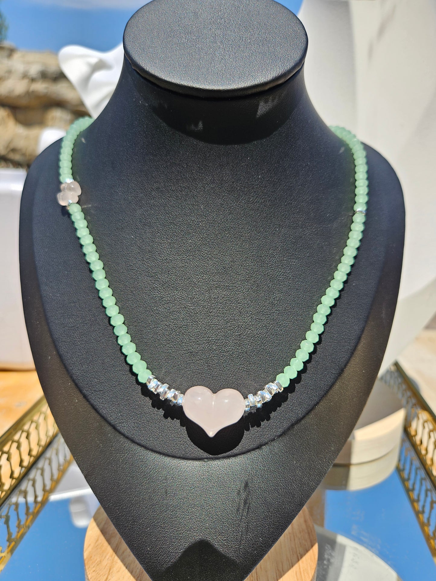 Natural Rose Quartz Heart Pendant Necklace