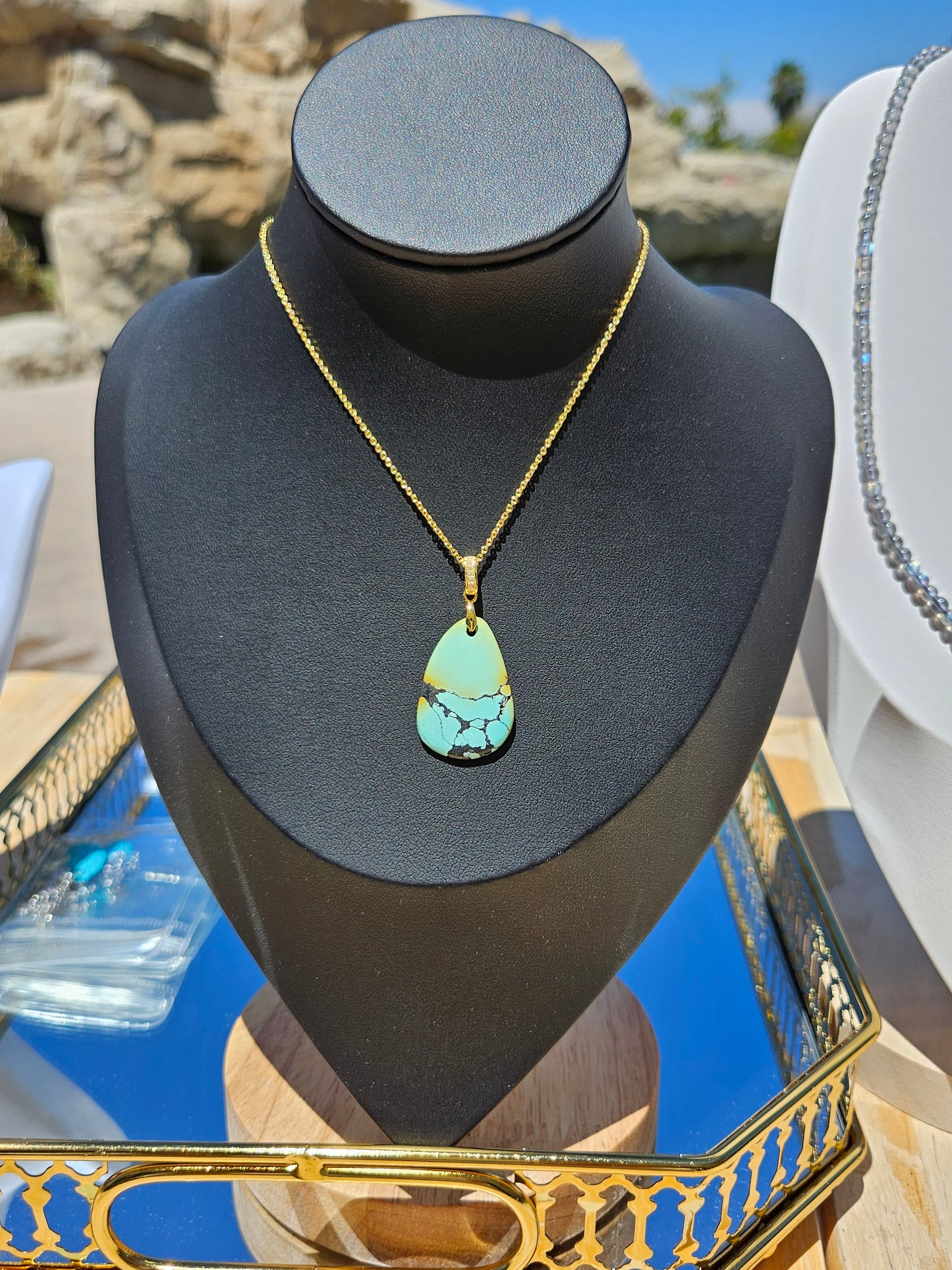 Natural Green and Black Turquoise Necklace