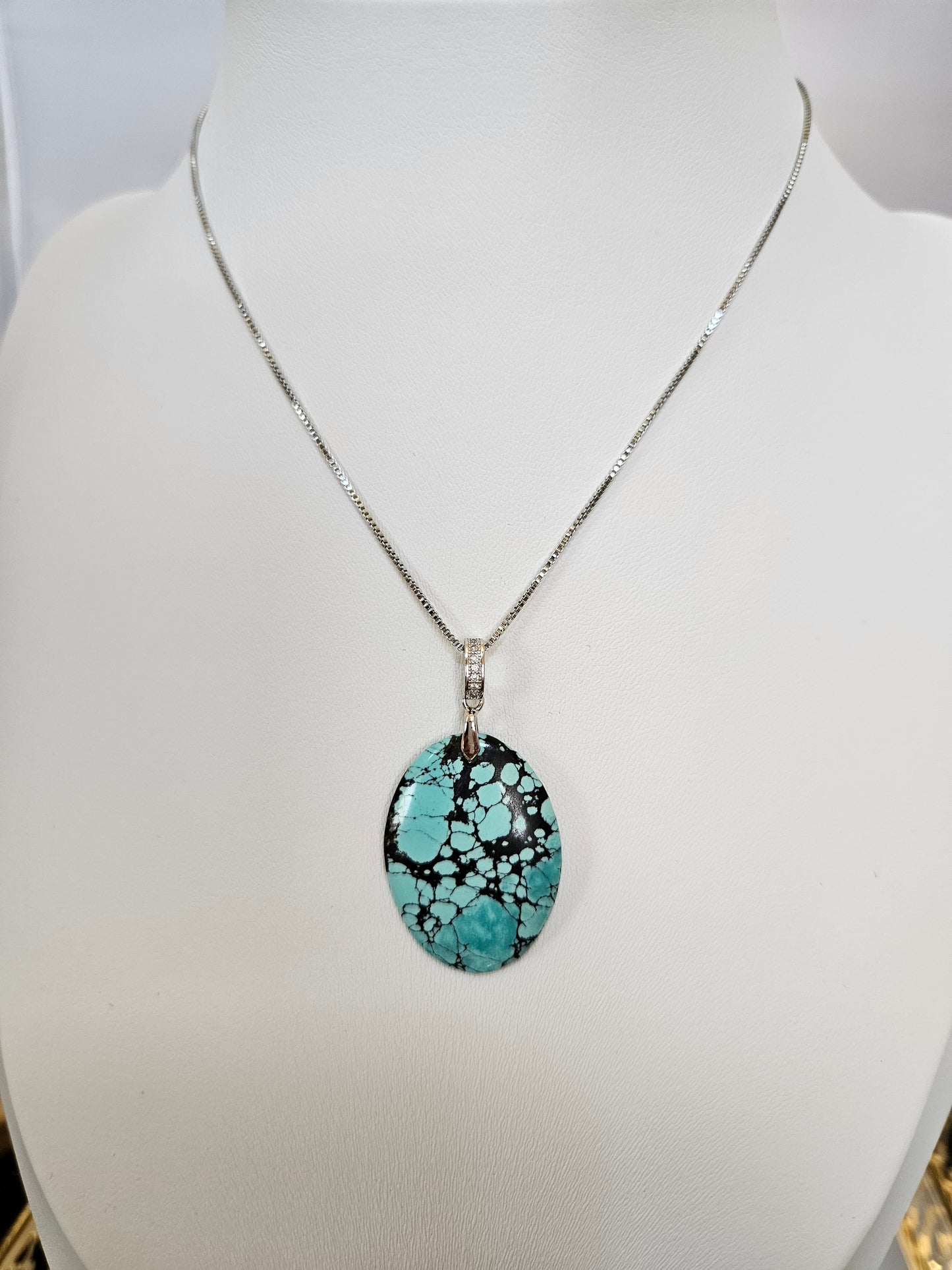 Natural Turquoise Oval Necklace