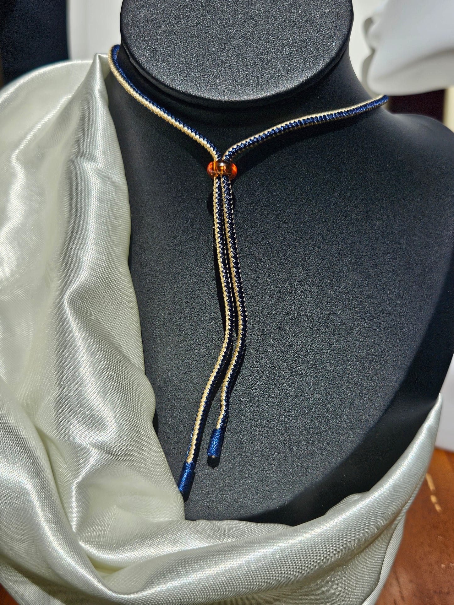 Natural agate double-sided different natural texture vintage pendant necklace