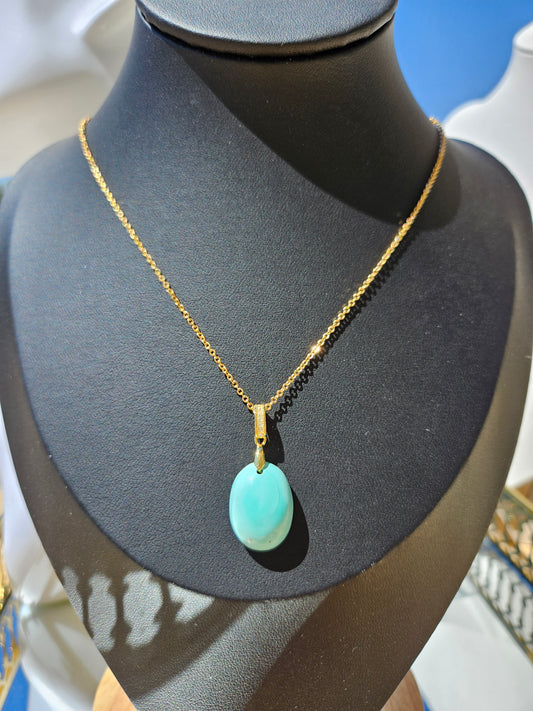 Natural Light Blue Turquoise Bead Necklace