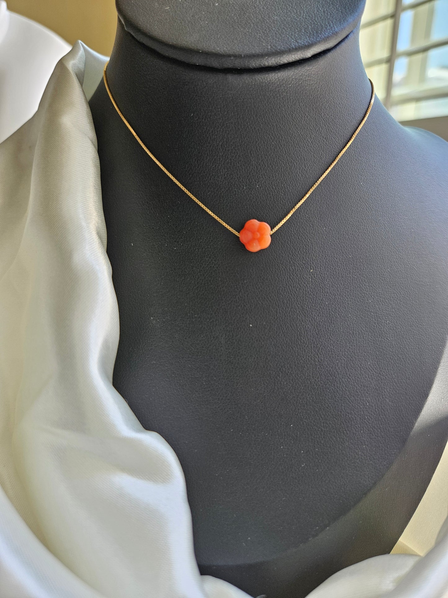 High Quality Natural Red Agate Sakura Shape Pendant Necklace 925 Silver Gold Plated