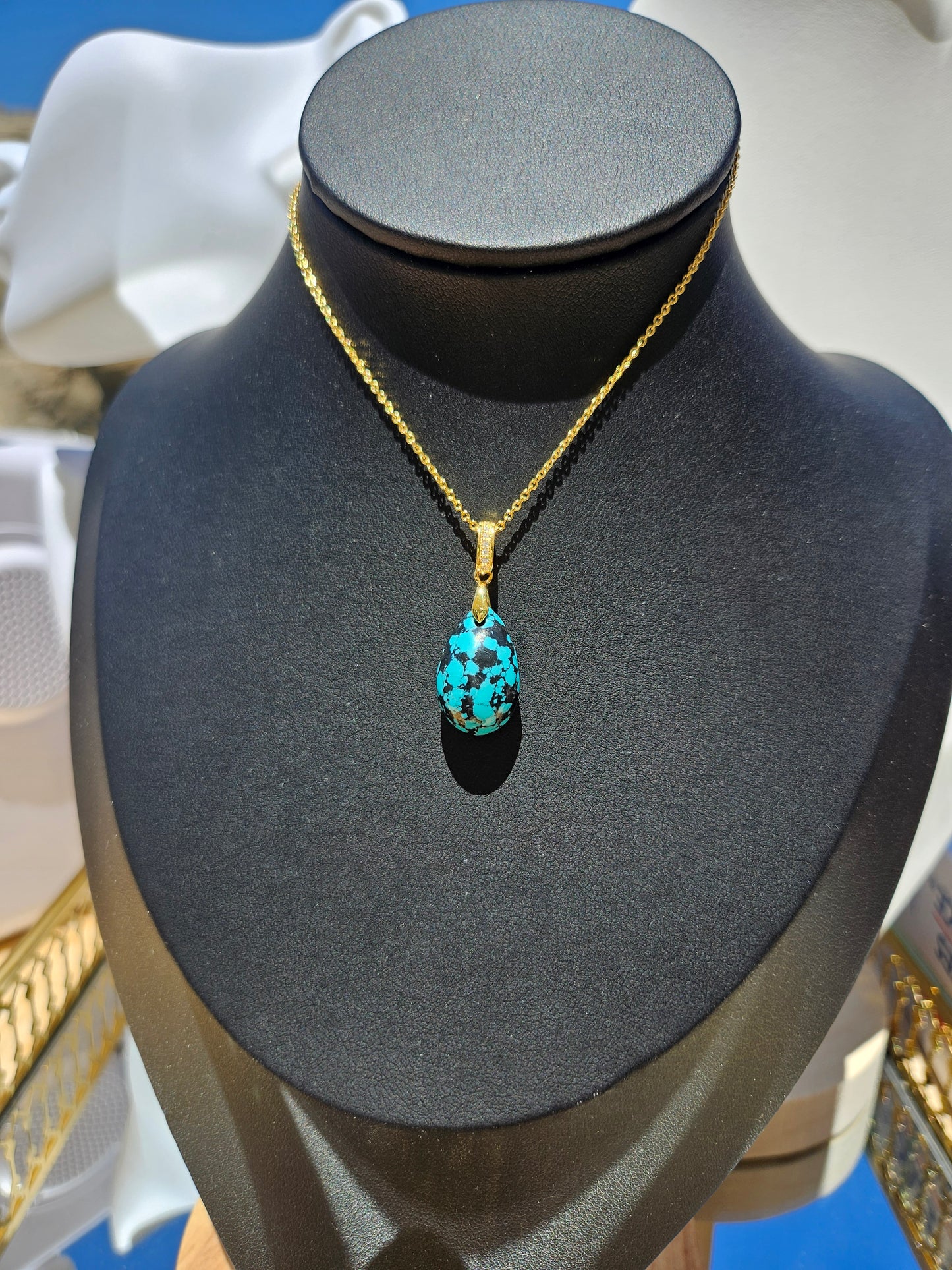 Natural Water Drop Turquoise Necklace