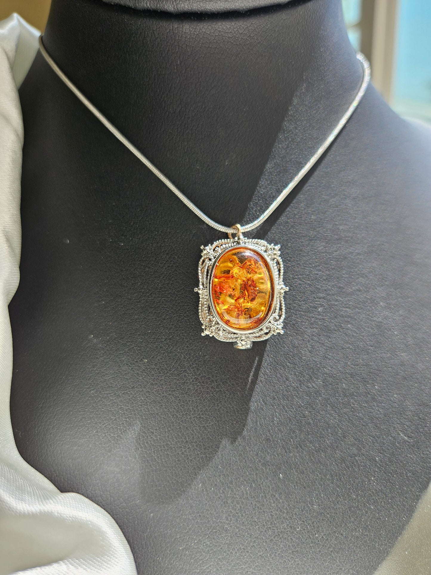 Natural Amber Pendant Necklace