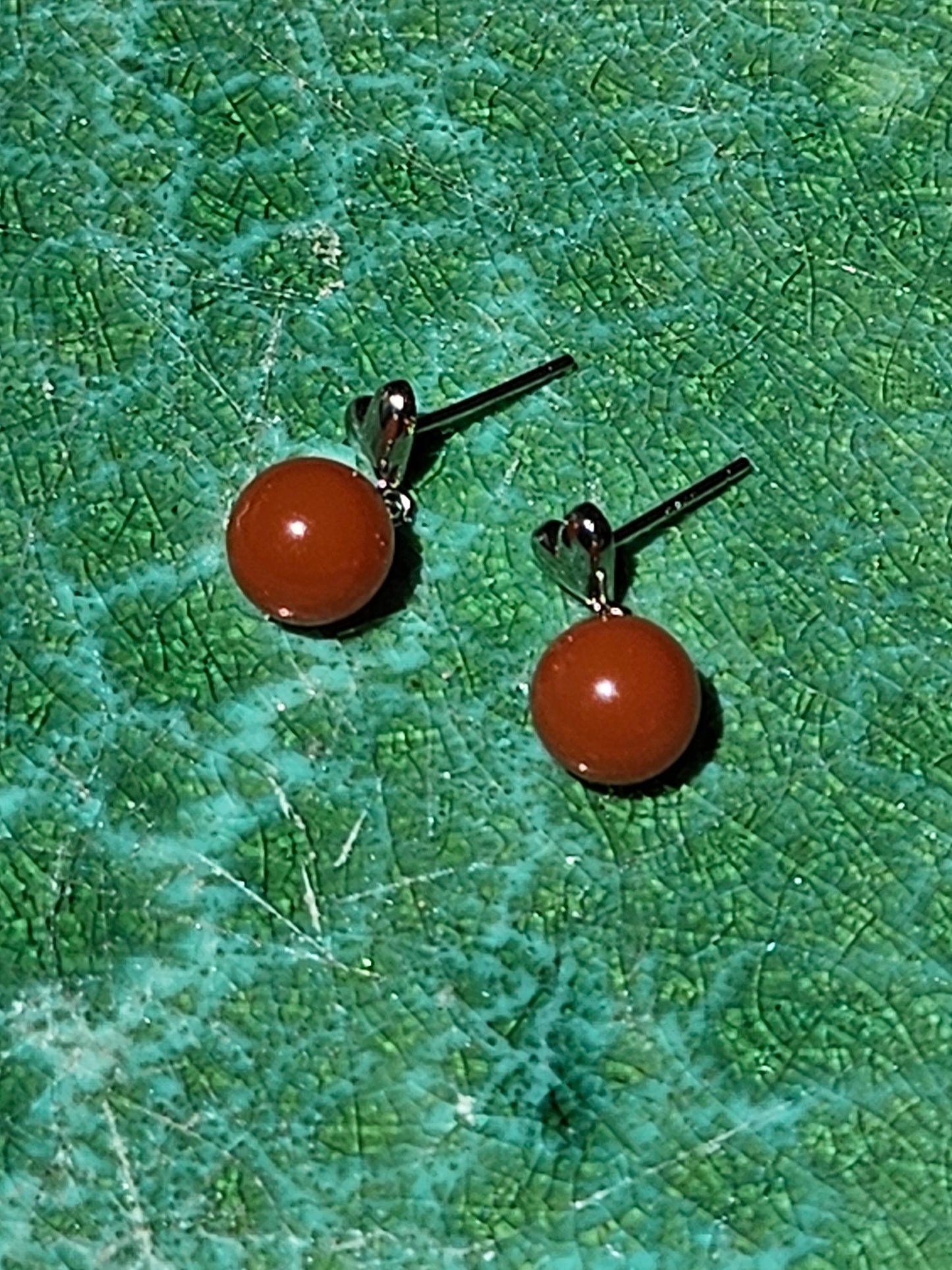 2ct Natural Red Agate Earrings