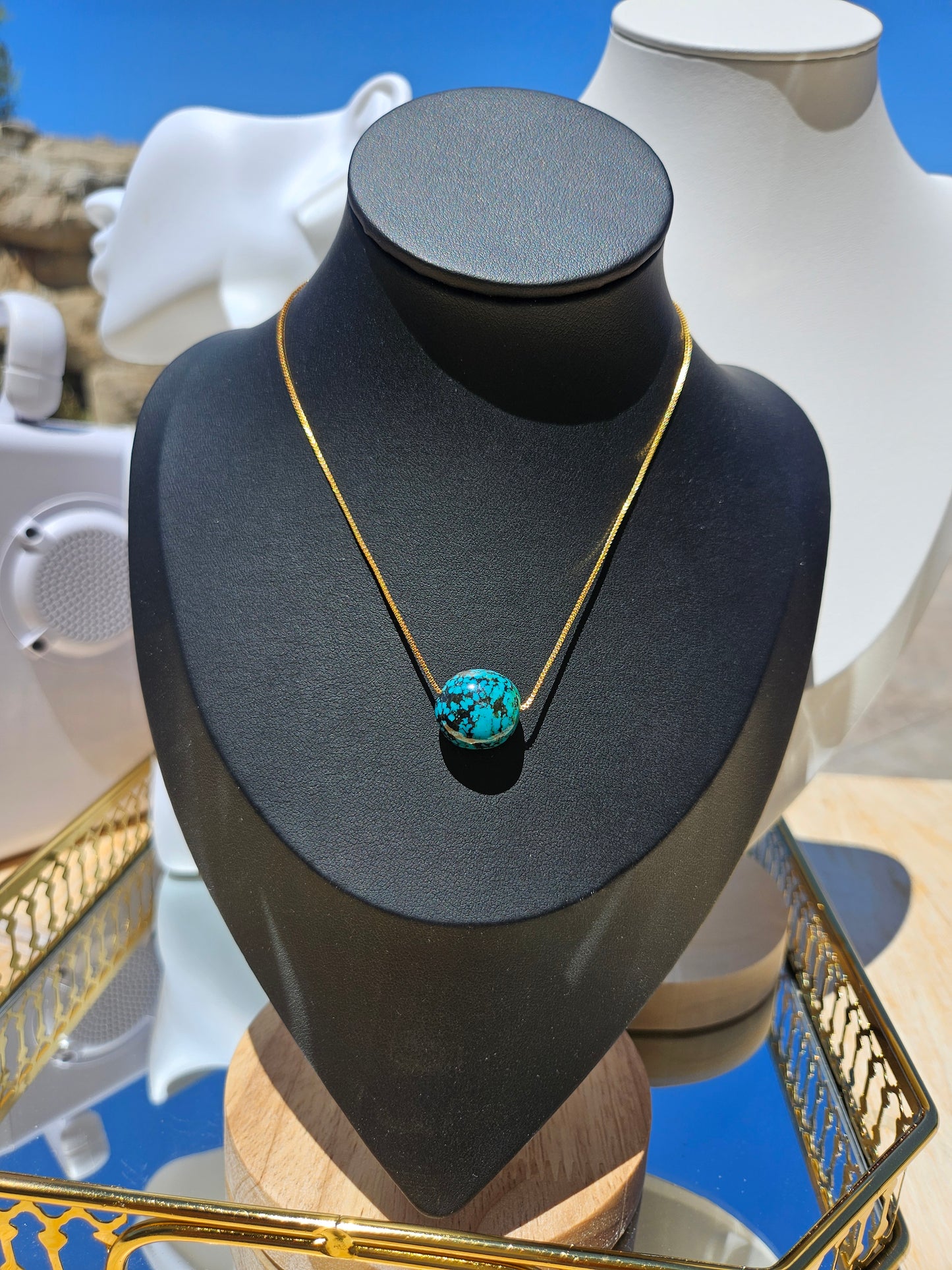 Natural Black and Blue Turquoise Necklace