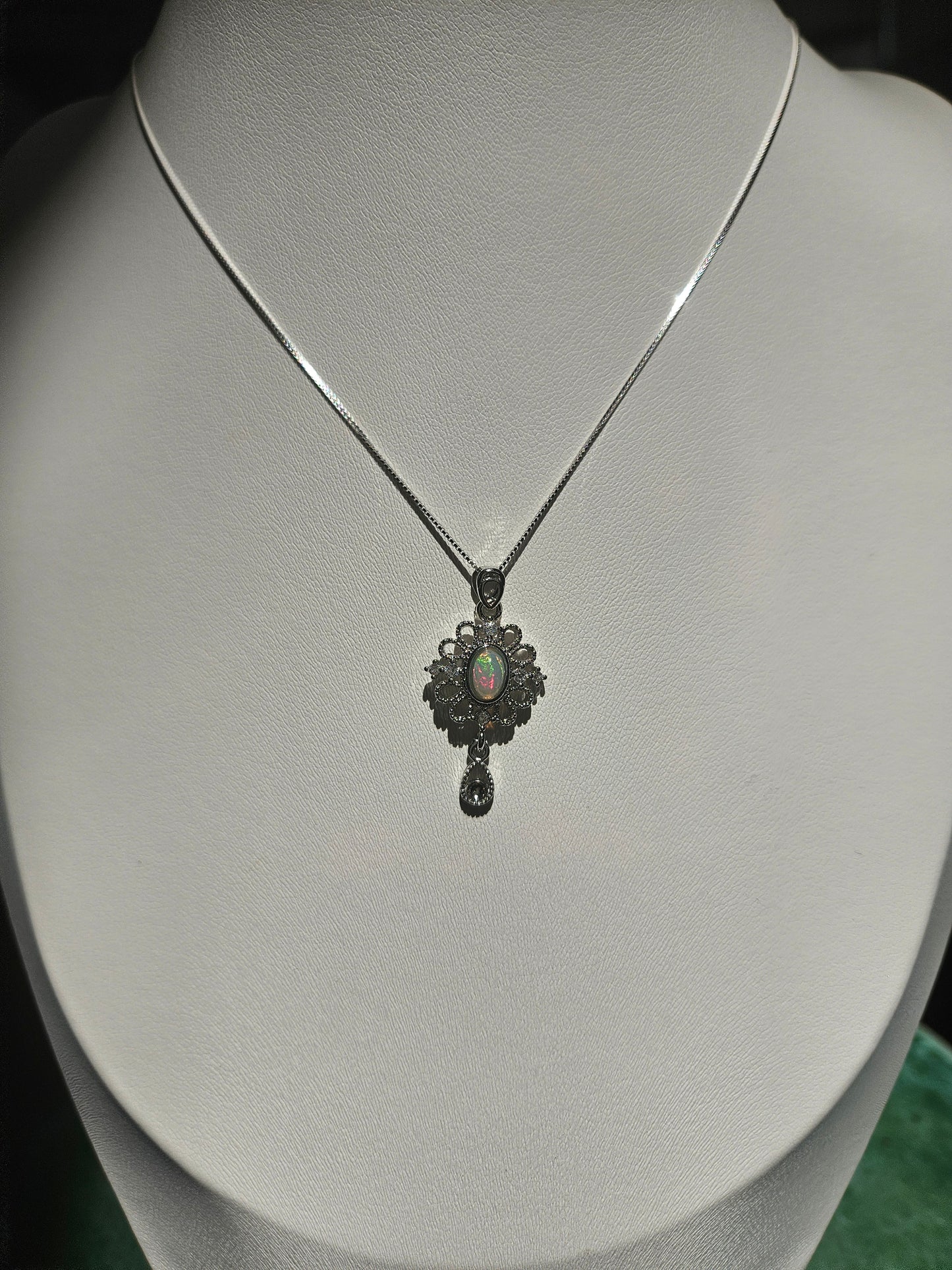 Natural Opal Flower Shape Necklace