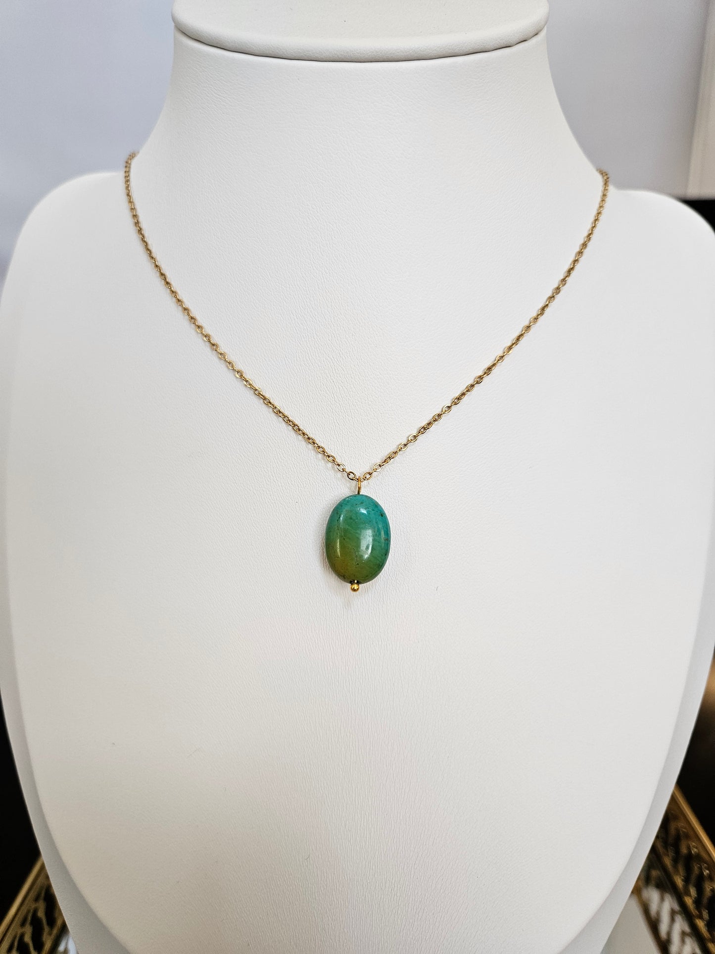 Natural Blue and Yellow Turquoise Bead Necklace