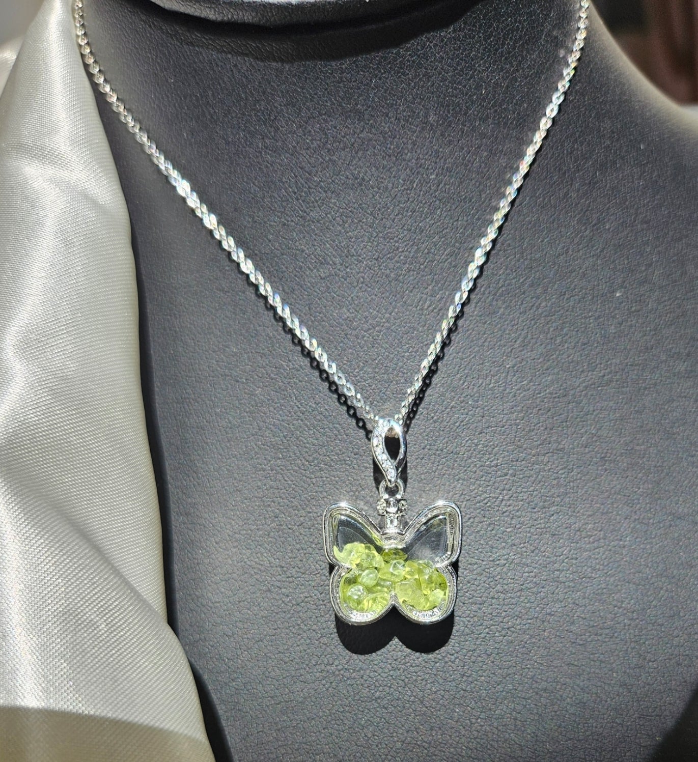Natural Olivine Wishing Bottle Necklace
