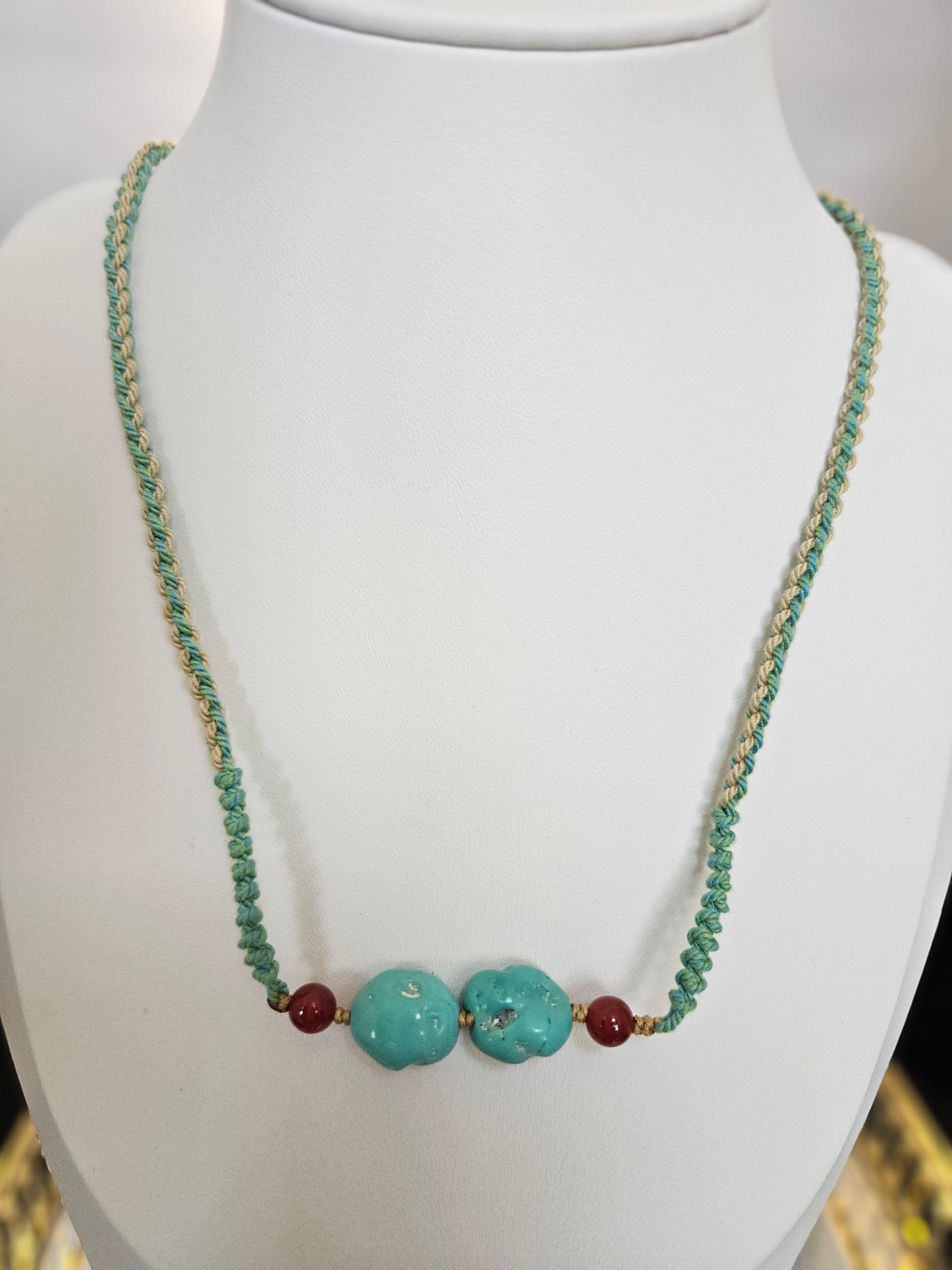 Natural Turquoise Pendant Adjustable Necklace