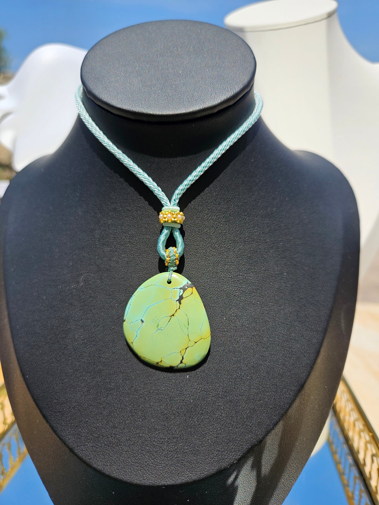 Natural Irregular Green Turquoise Necklace