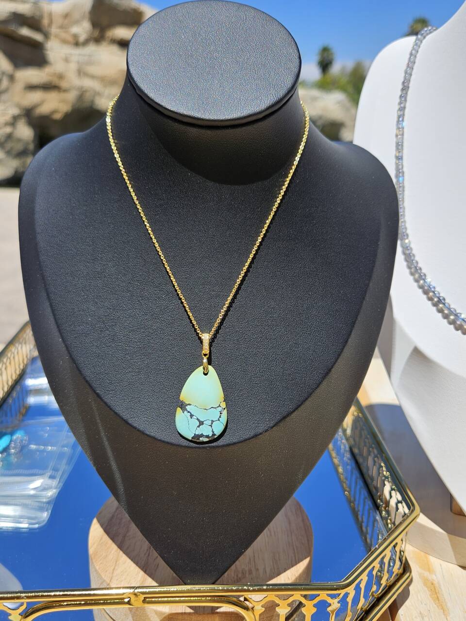 Natural Green and Black Turquoise Necklace