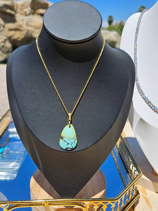 Natural Green and Black Turquoise Necklace