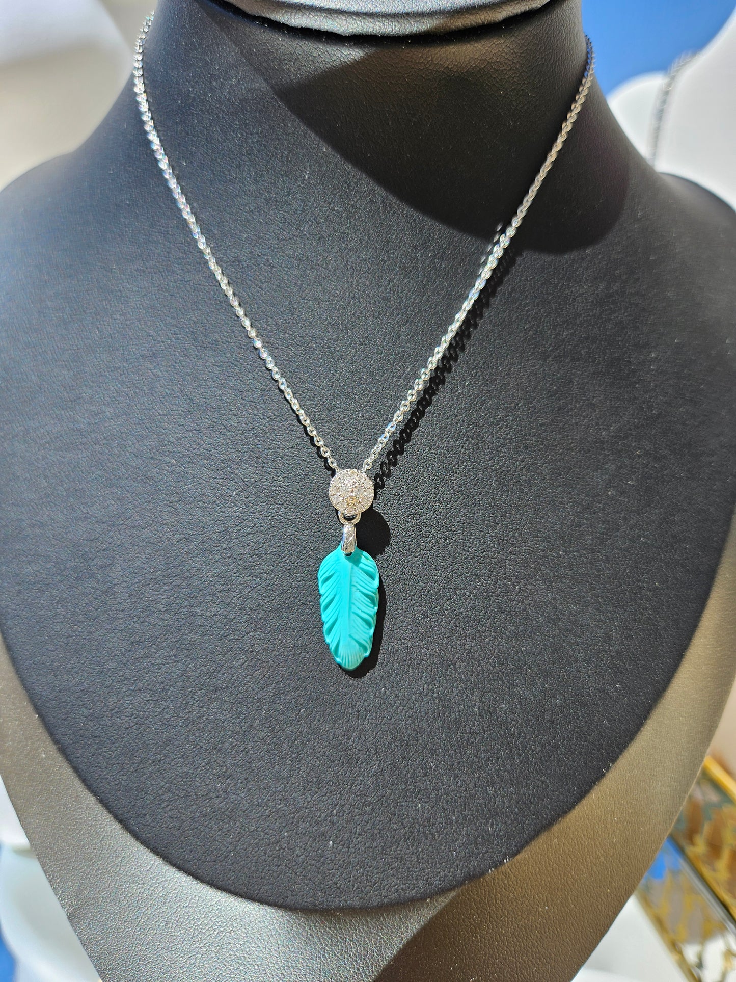 Natural Turquoise Feather Shape Hand-carved