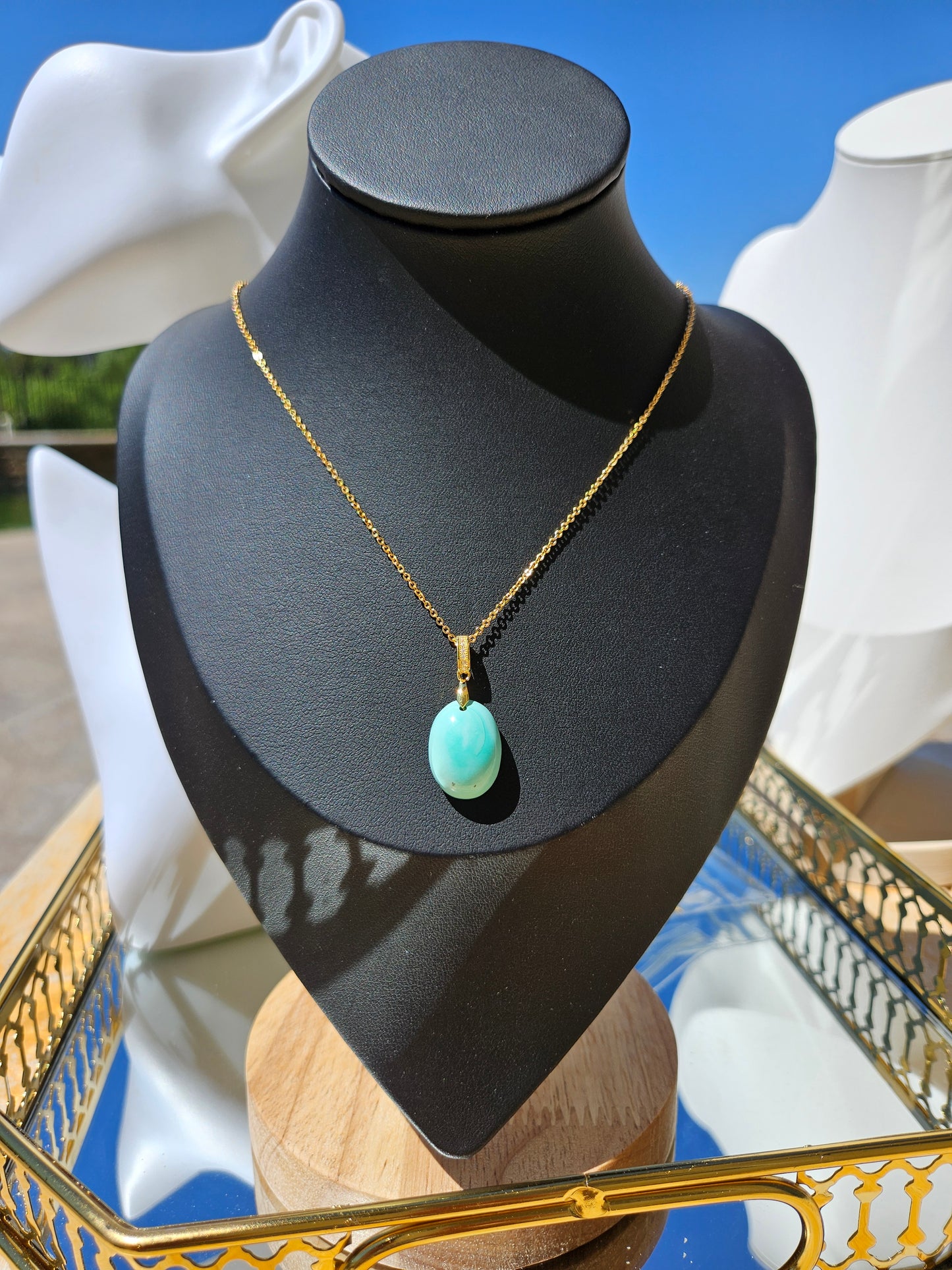 Natural Light Blue Turquoise Bead Necklace