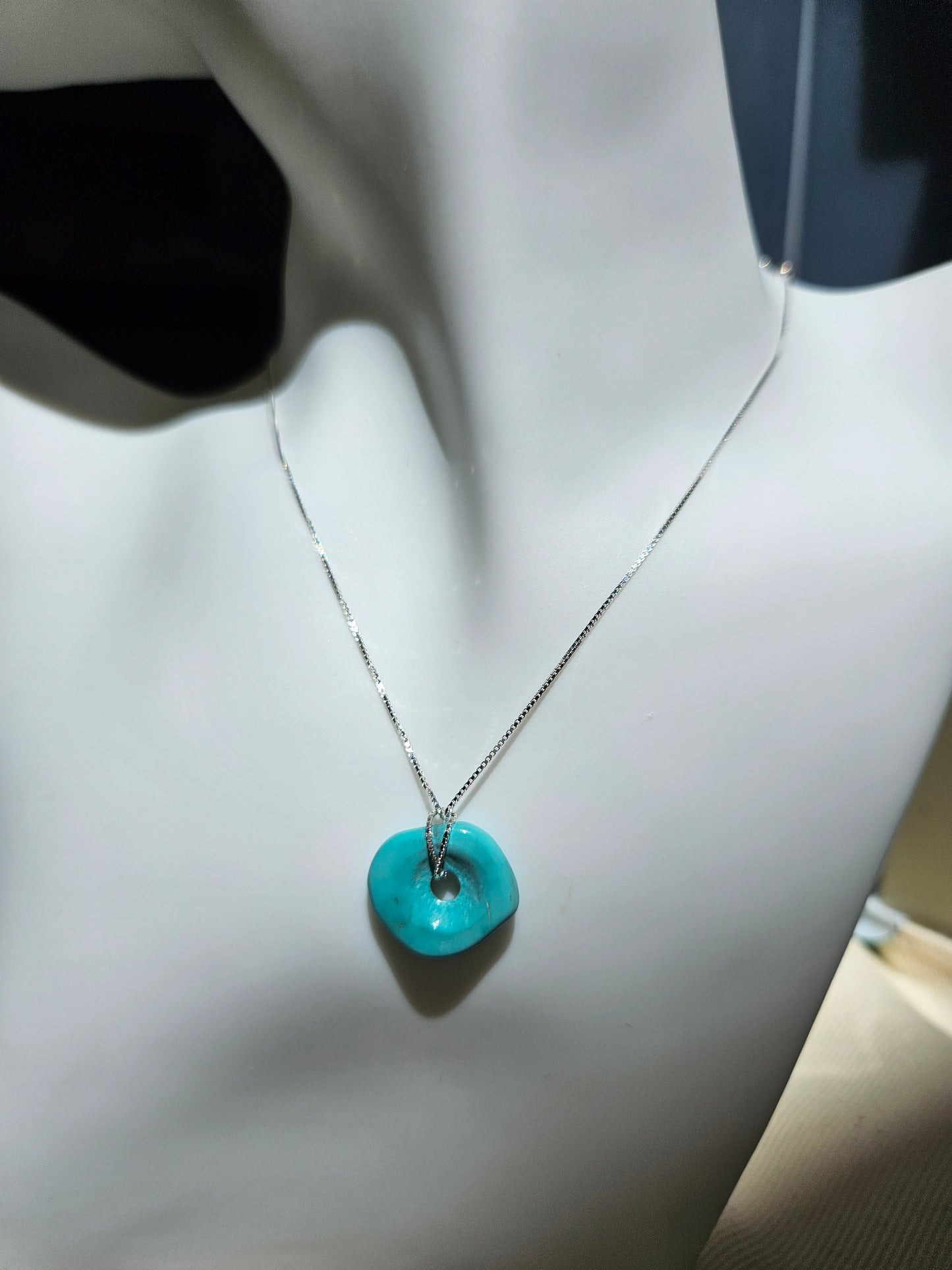 Natural Turquoise Necklace Adjustable 925 Sterling Silver