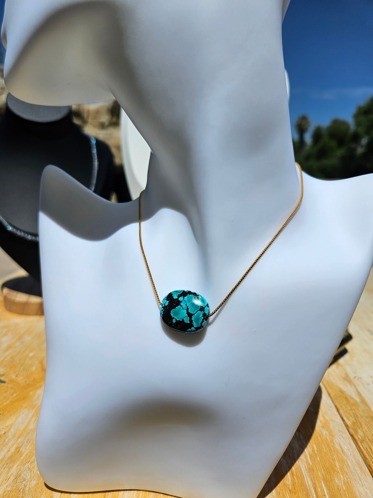 Natural Blue and Black Oval Necklace