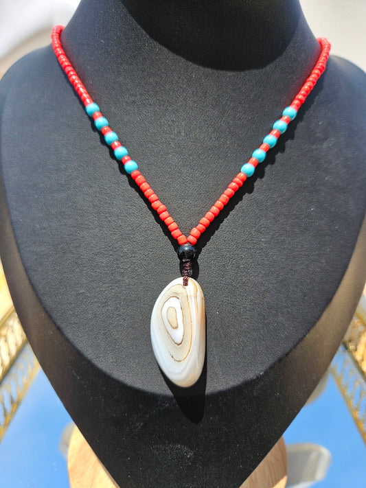 Natural white agate natural pendant long chain necklace