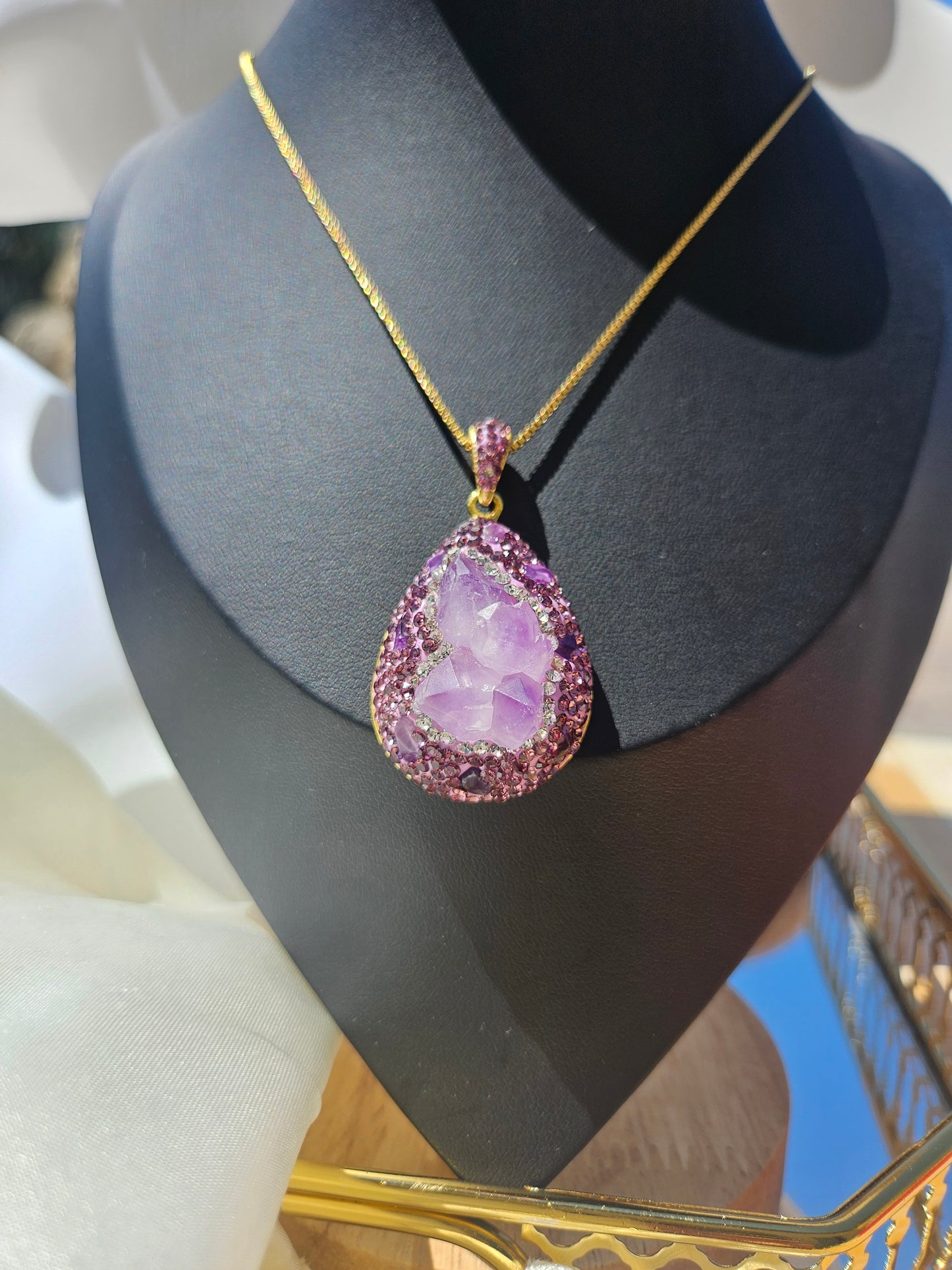 Natural Amethyst Water Drop Shape Necklace