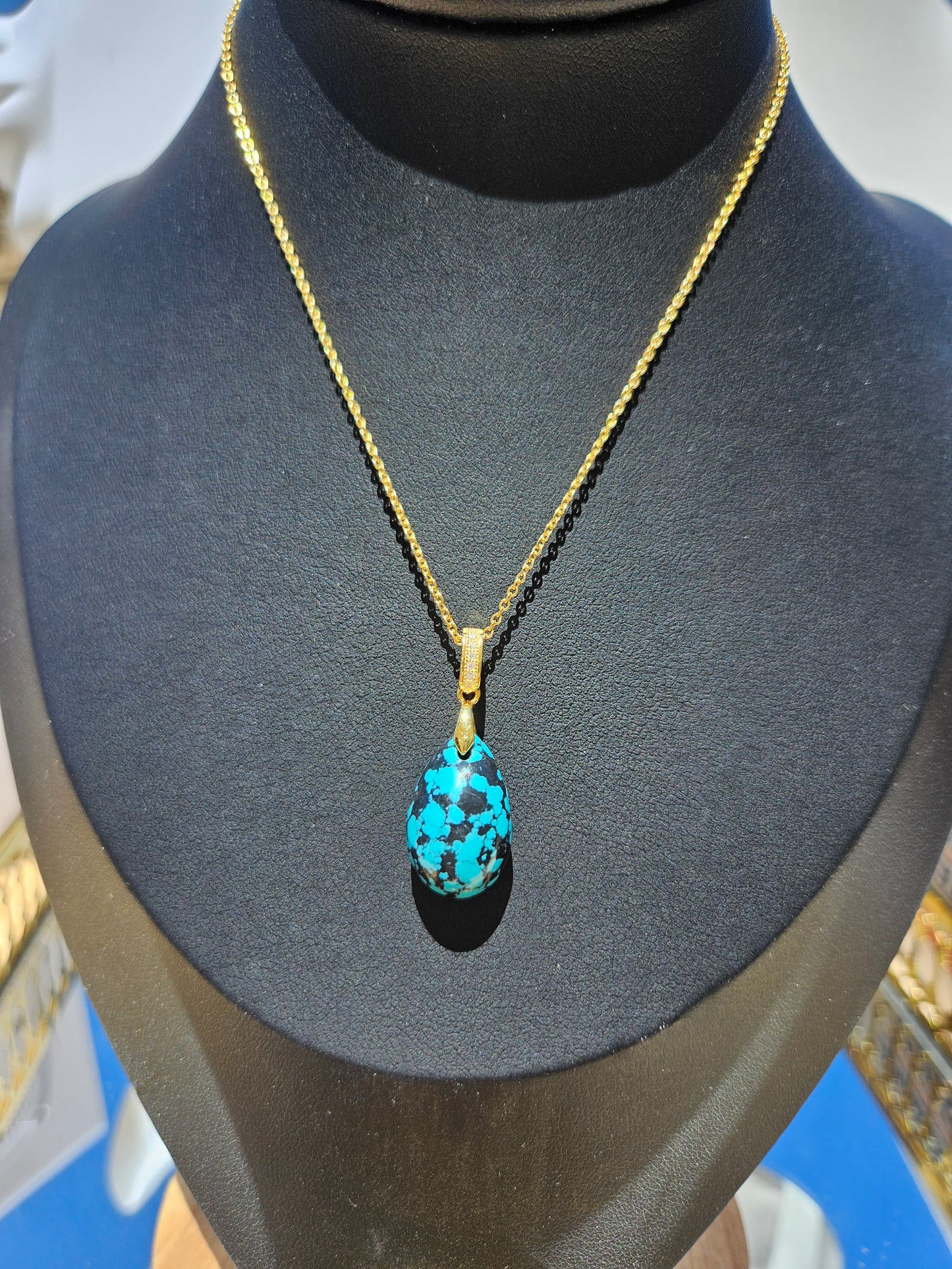 Natural Water Drop Turquoise Necklace
