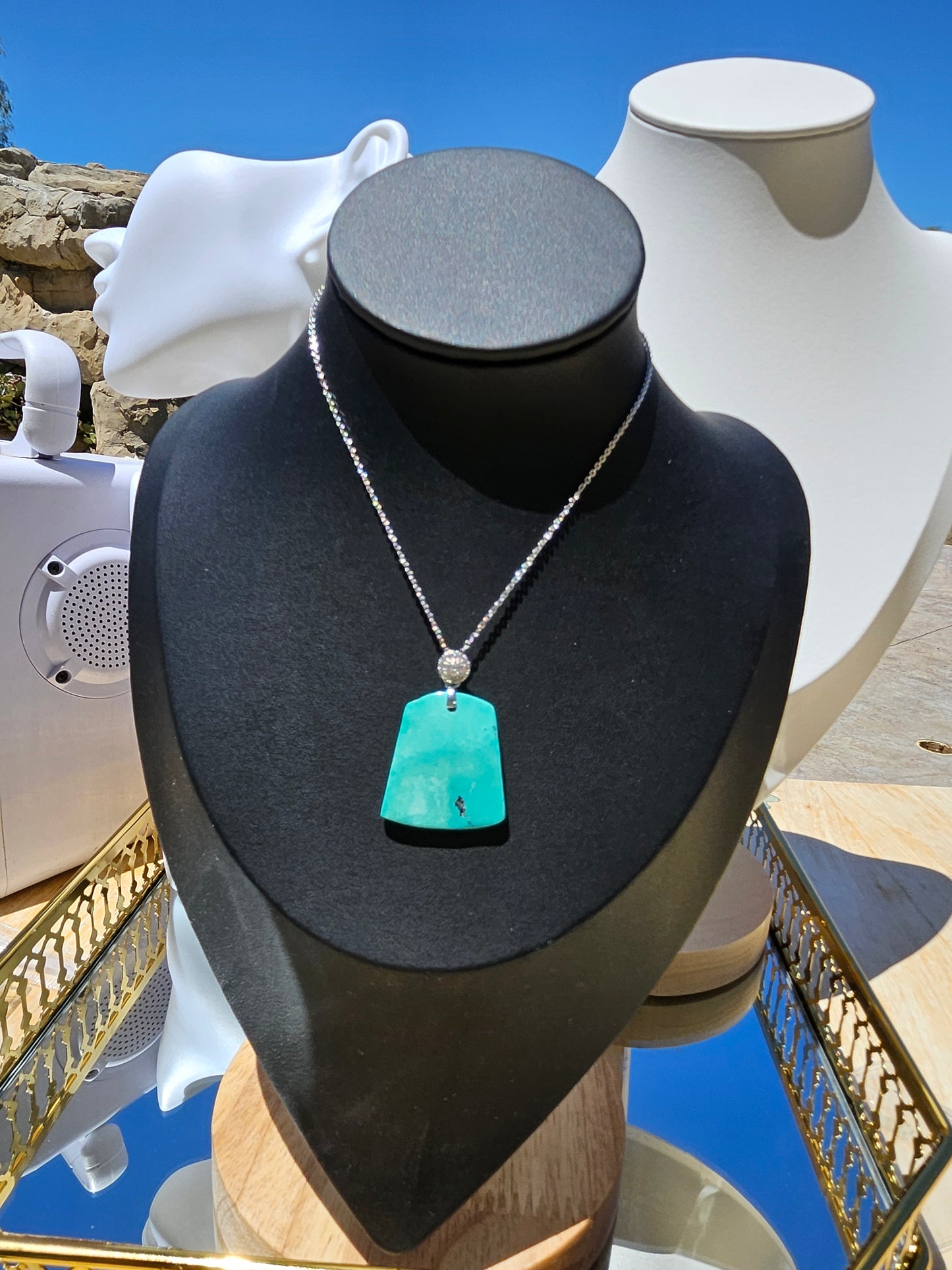 Natural Turquoise Trapezoid Necklace