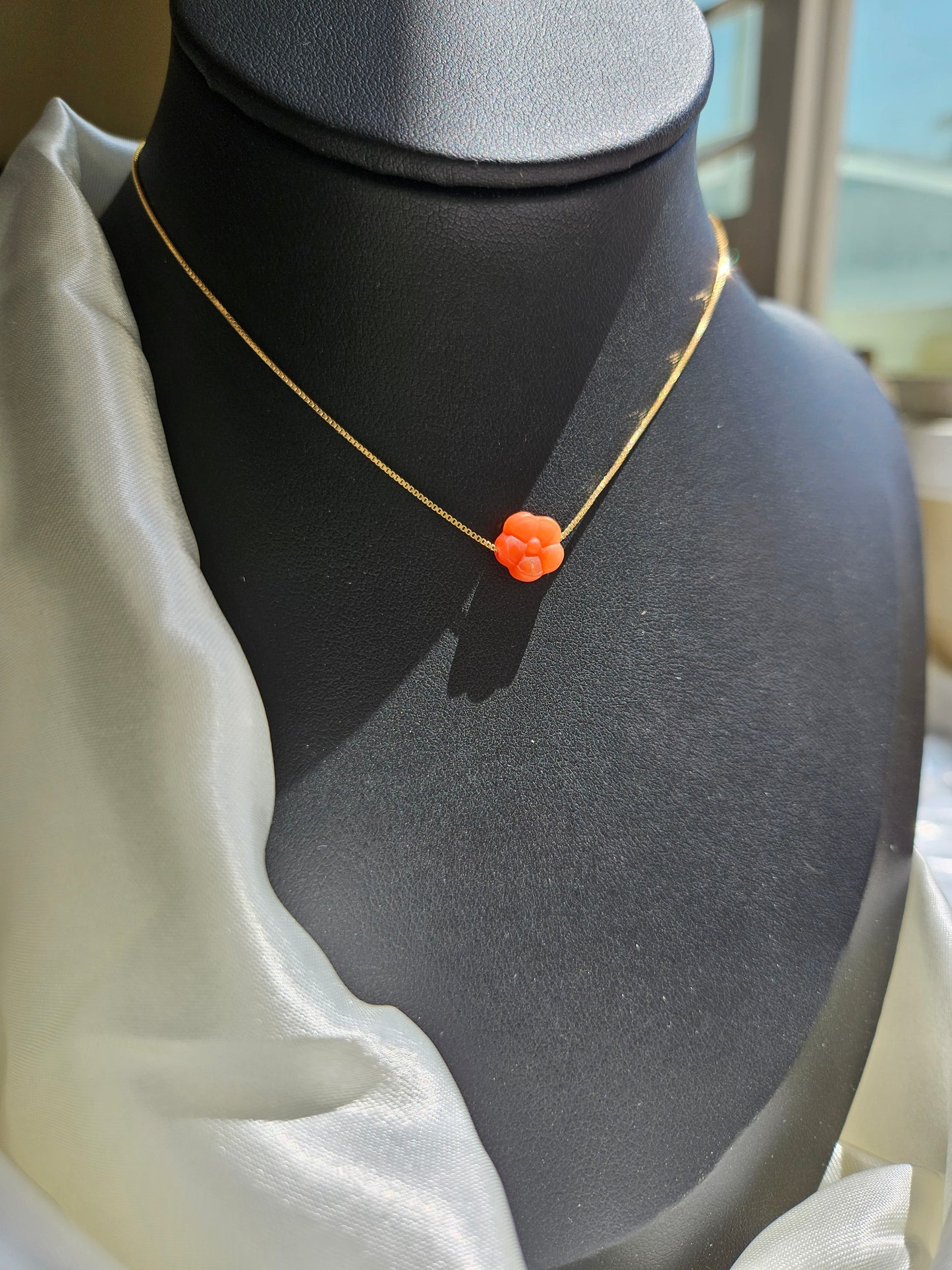 High Quality Natural Red Agate Sakura Shape Pendant Necklace 925 Silver Gold Plated